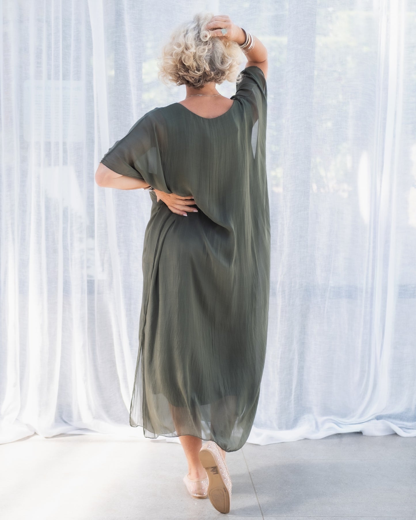 Charming Creations Silk Dress | Olive
