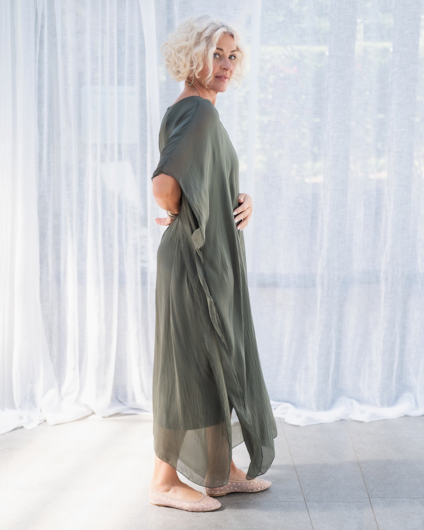 Charming Creations Silk Dress | Olive
