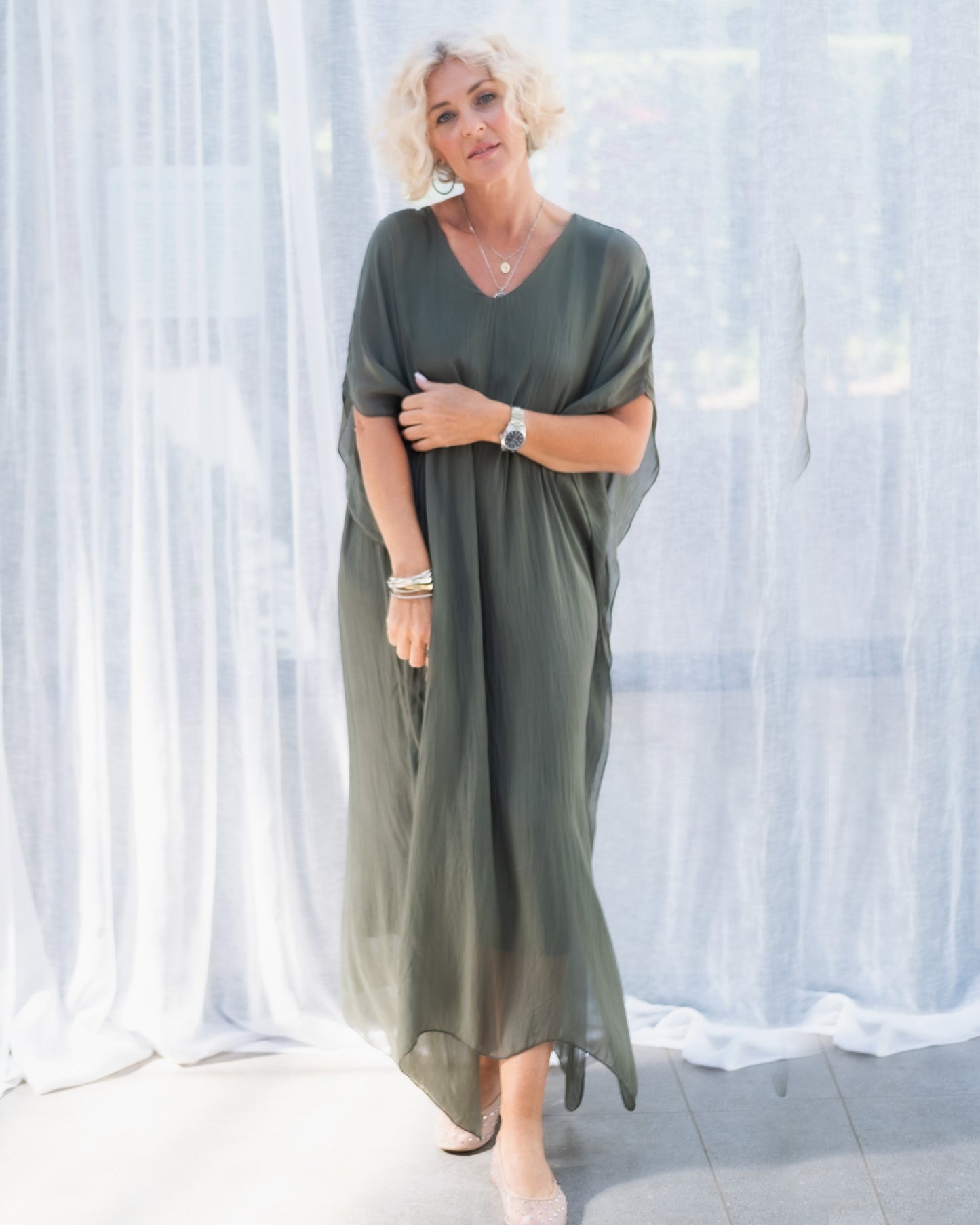Charming Creations Silk Dress | Olive