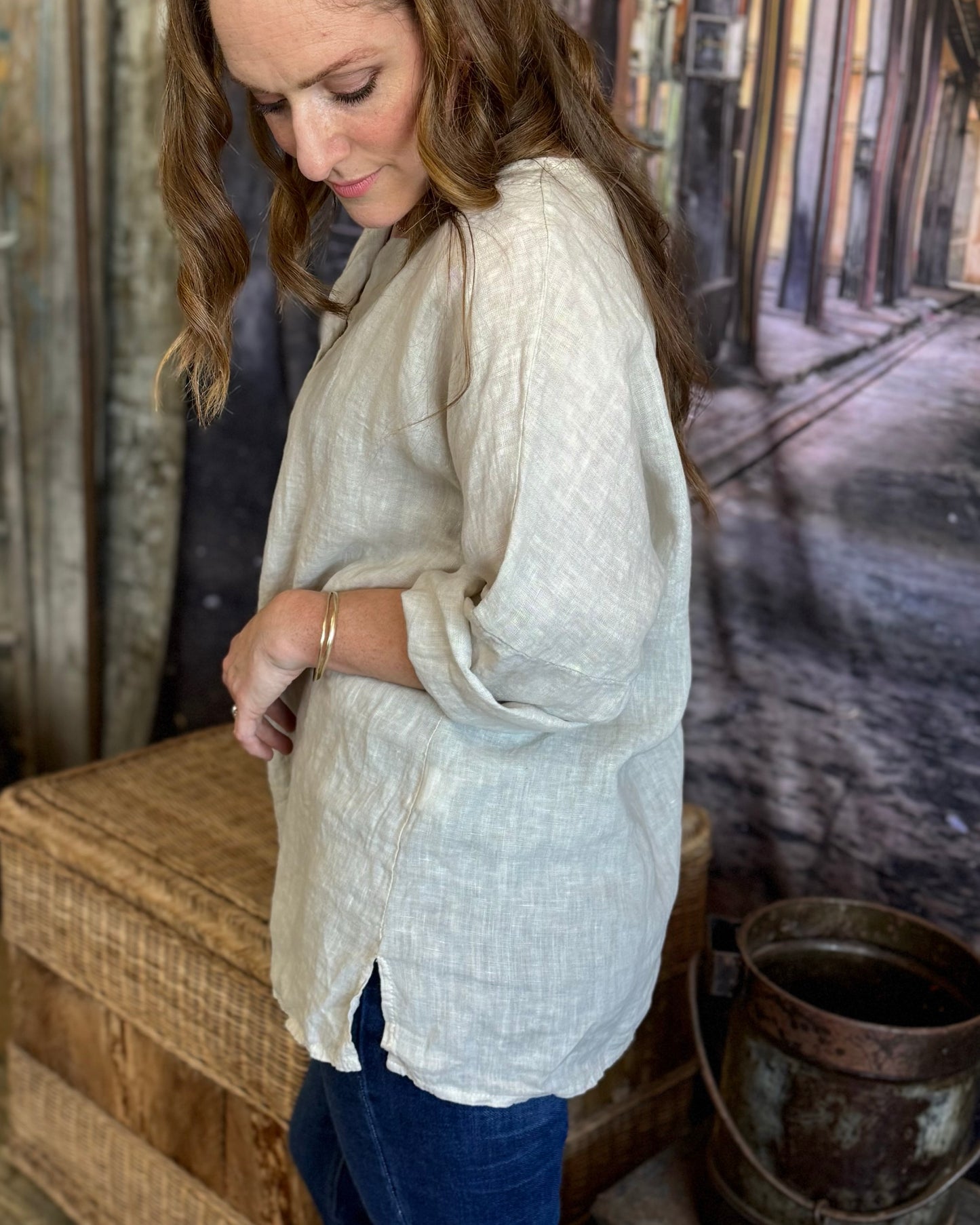 Chic Envy Linen Top | Stone