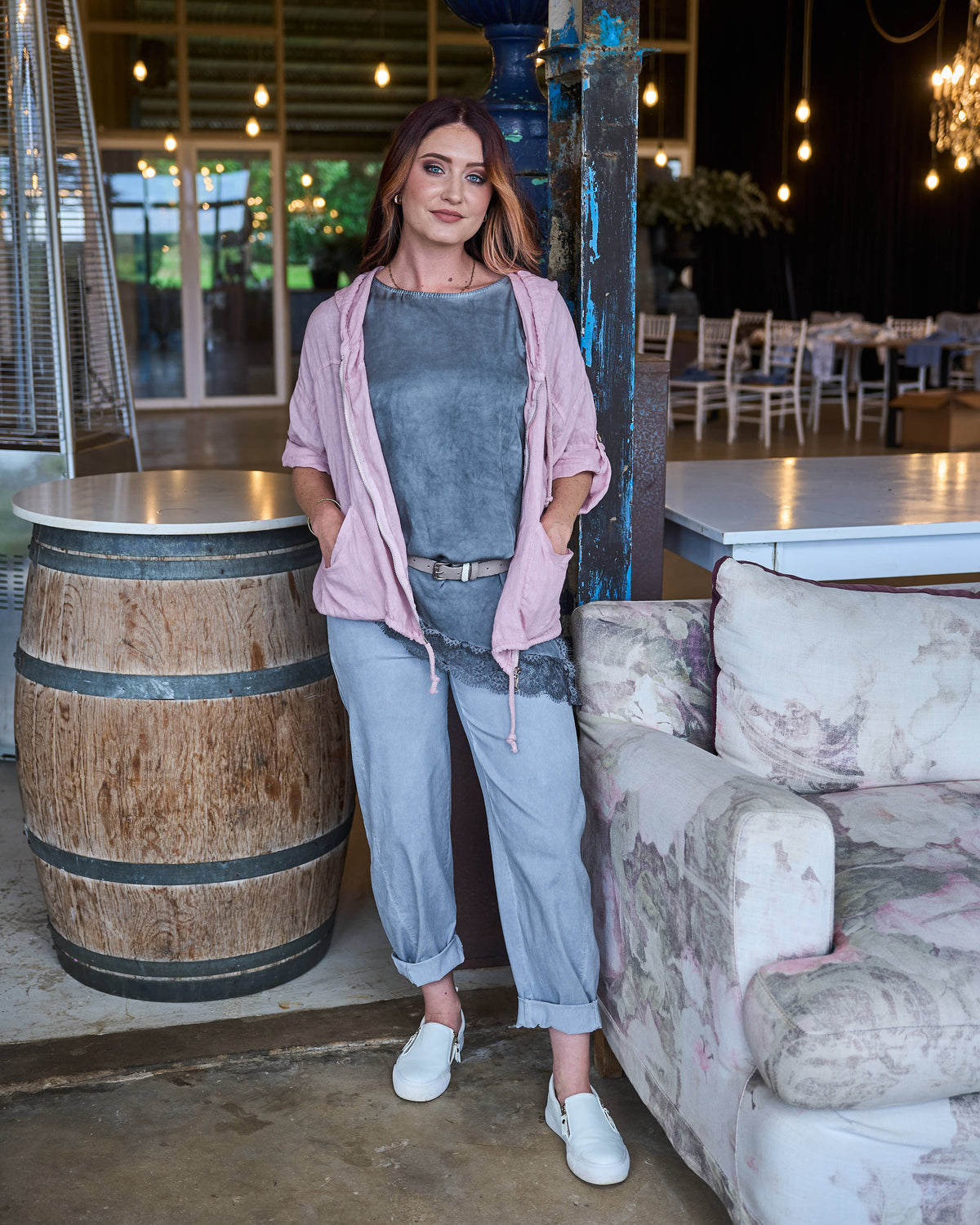 Close To Me Linen Jacket | Pink