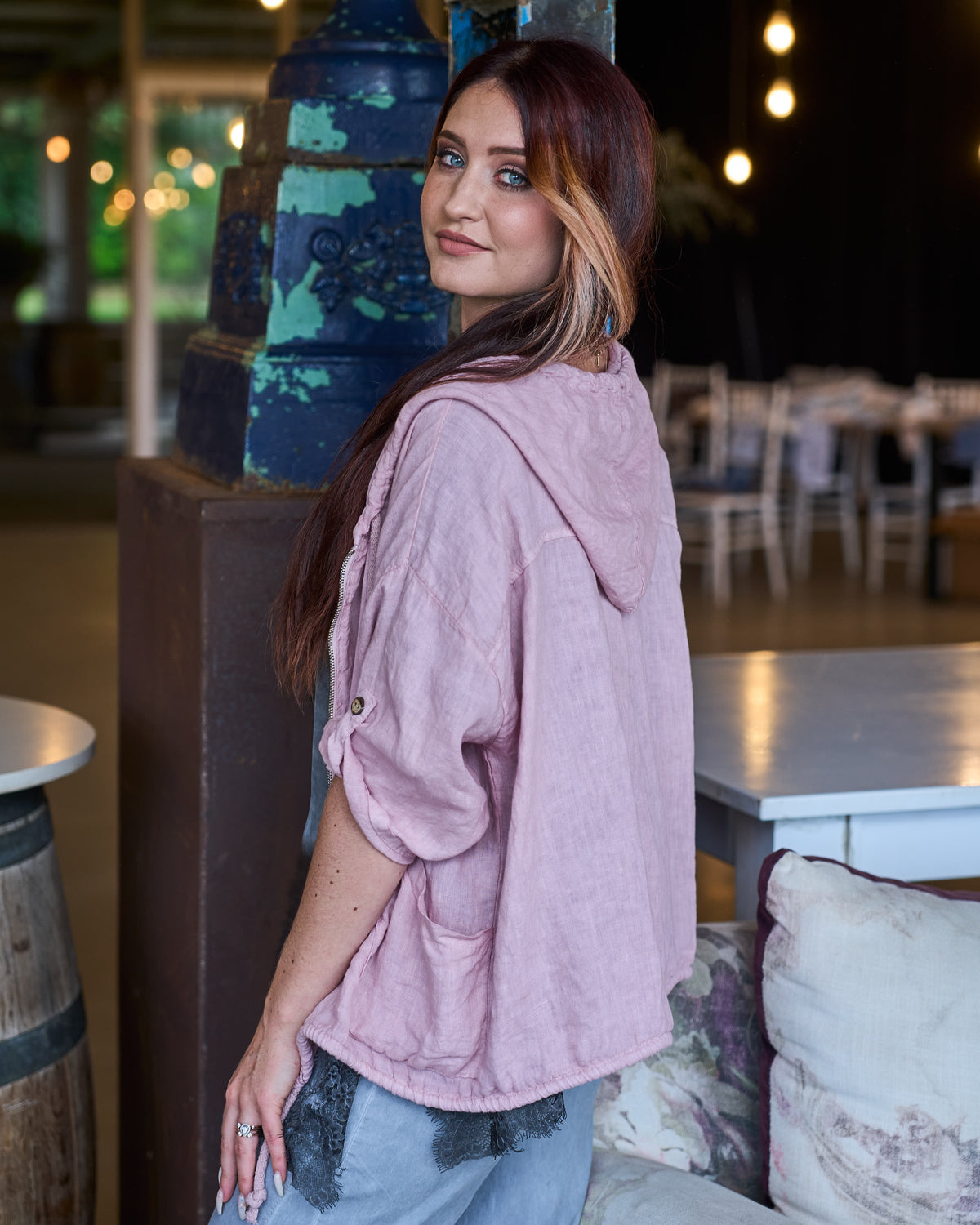 Close To Me Linen Jacket | Pink