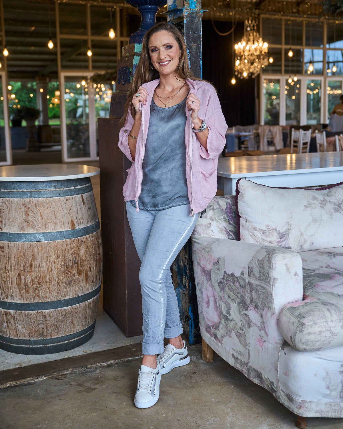 Close To Me Linen Jacket | Pink