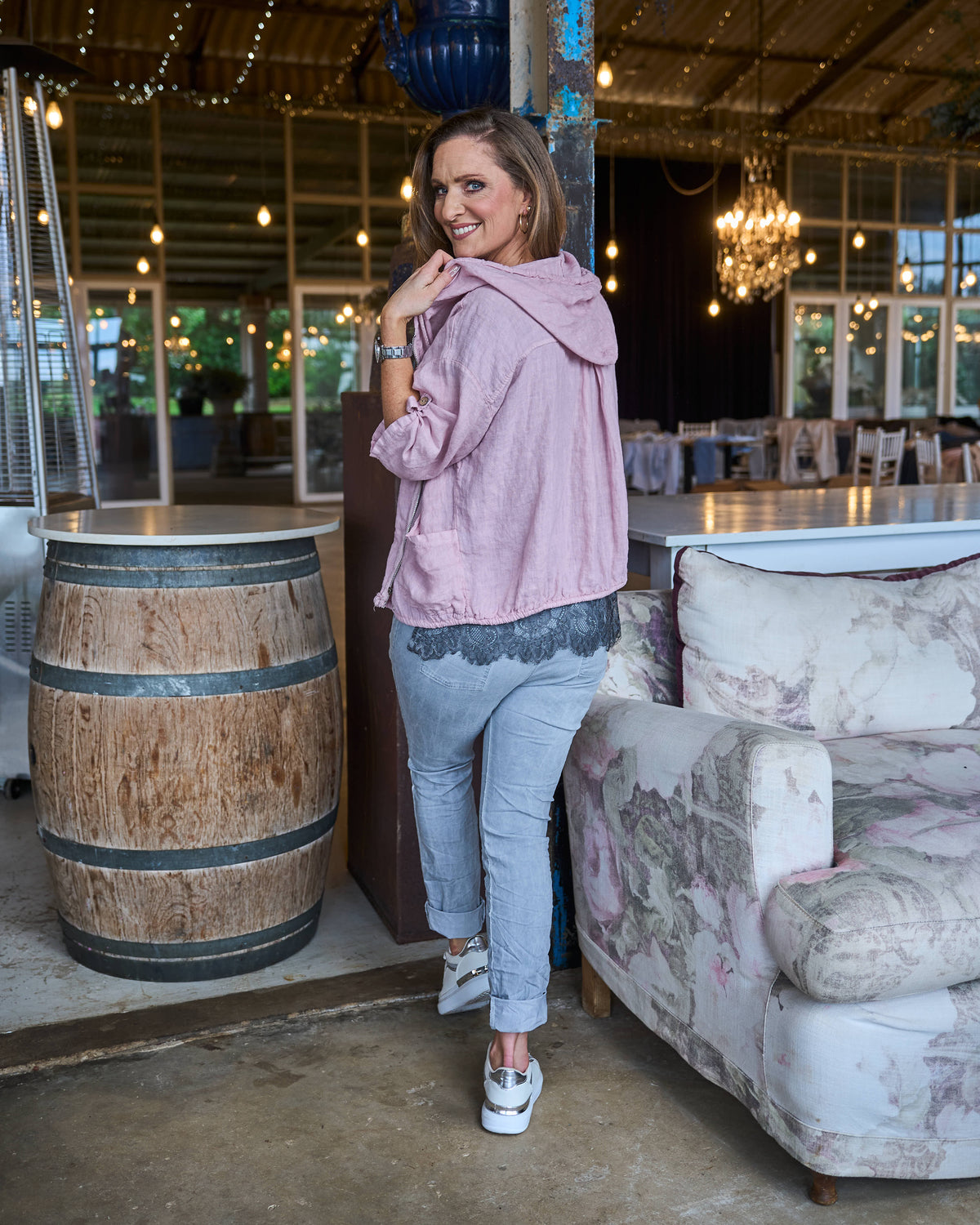 Close To Me Linen Jacket | Pink