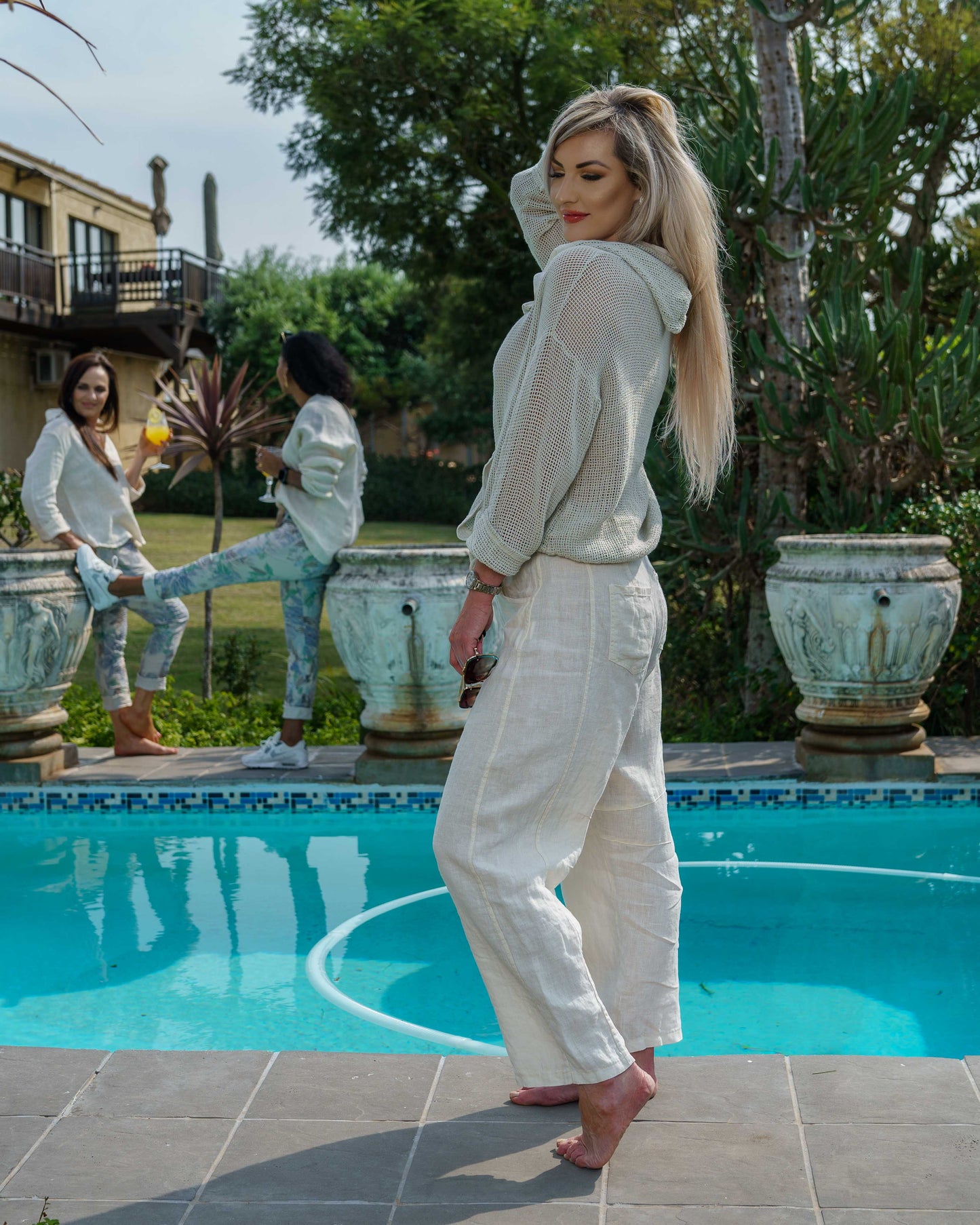 Cloudlight Linen Hoodie Top | Antique
