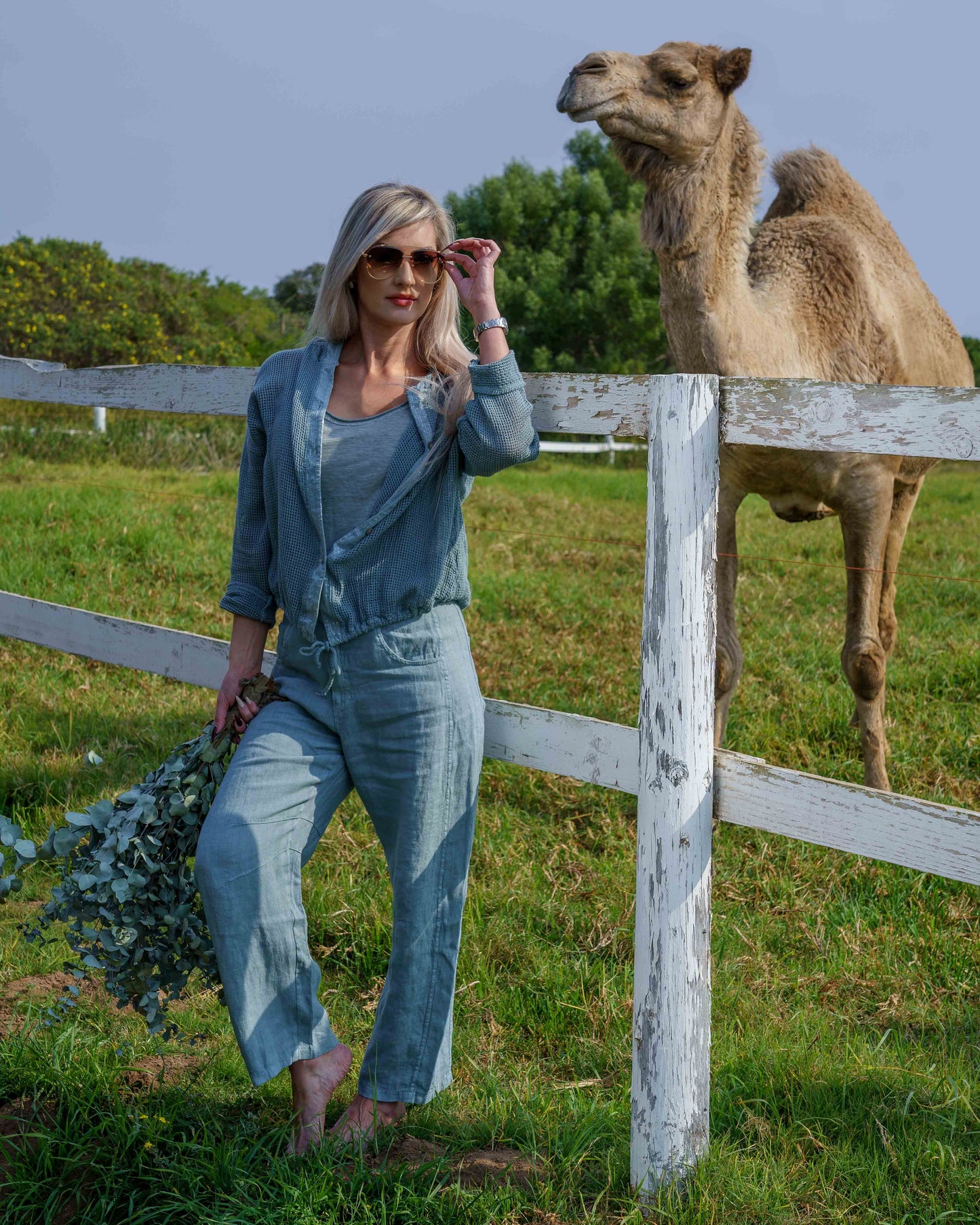 Cloudlight Linen Hoodie Top | Sage