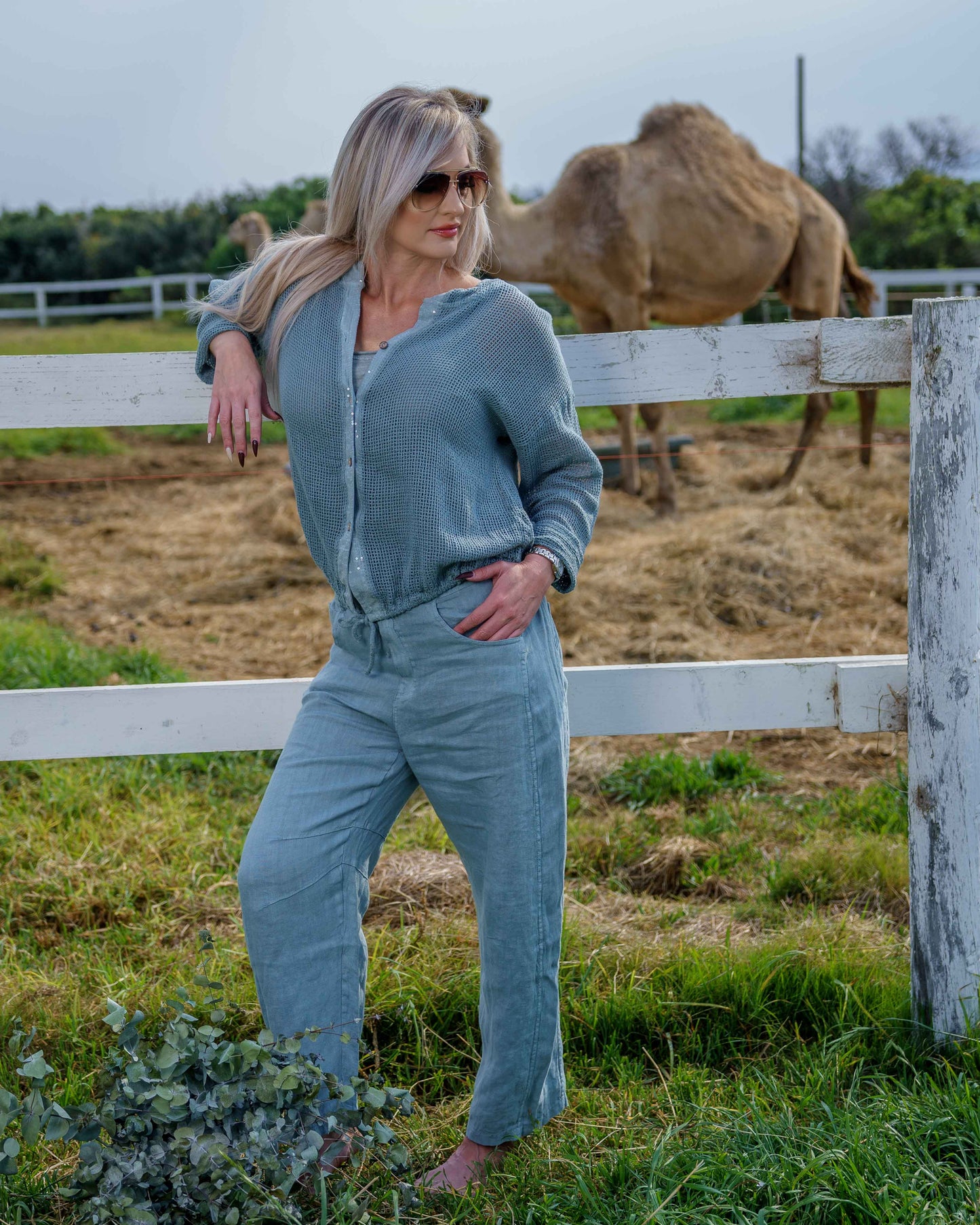 Cloudlight Linen Hoodie Top | Sage