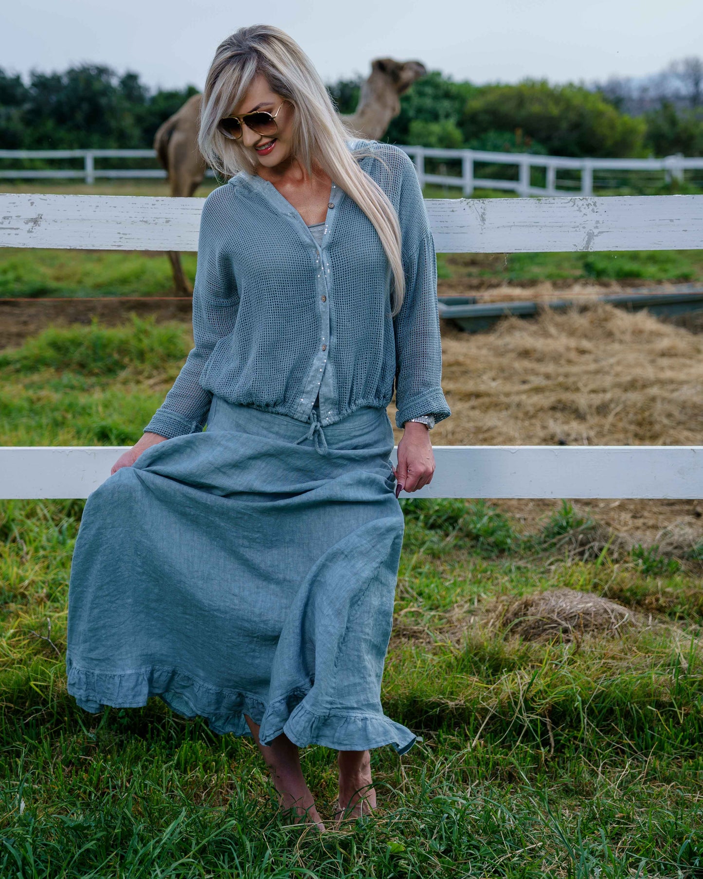 Cloudlight Linen Hoodie Top | Sage