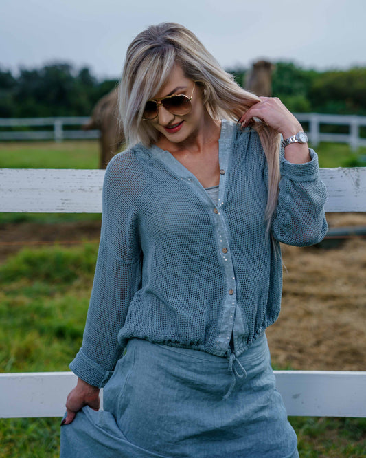 Cloudlight Linen Hoodie Top | Sage