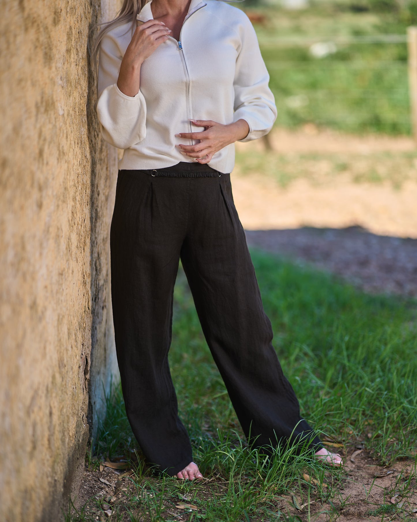 Step By Step Linen Pants | Black