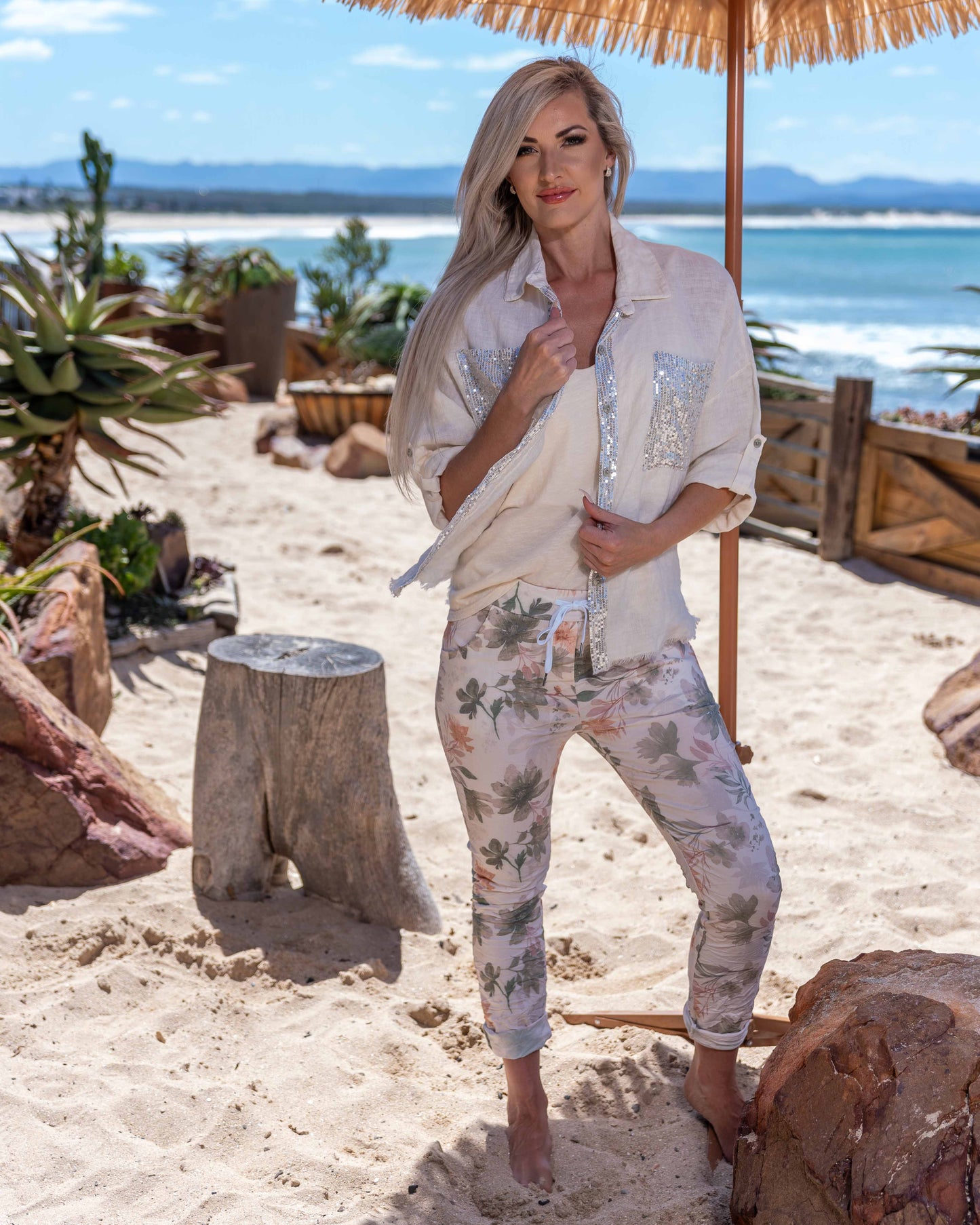 Floral Ease Drawstring Pants | Antique