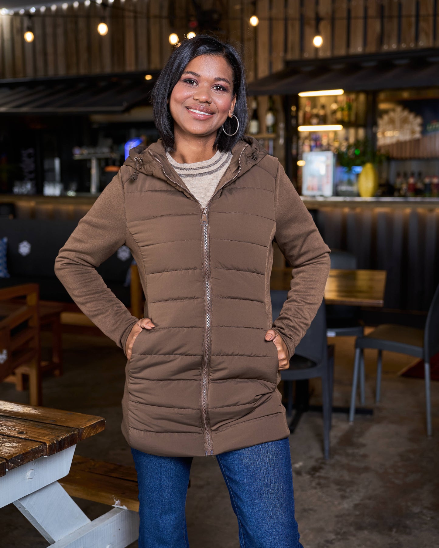 Curve Line Jacket | Chocolate