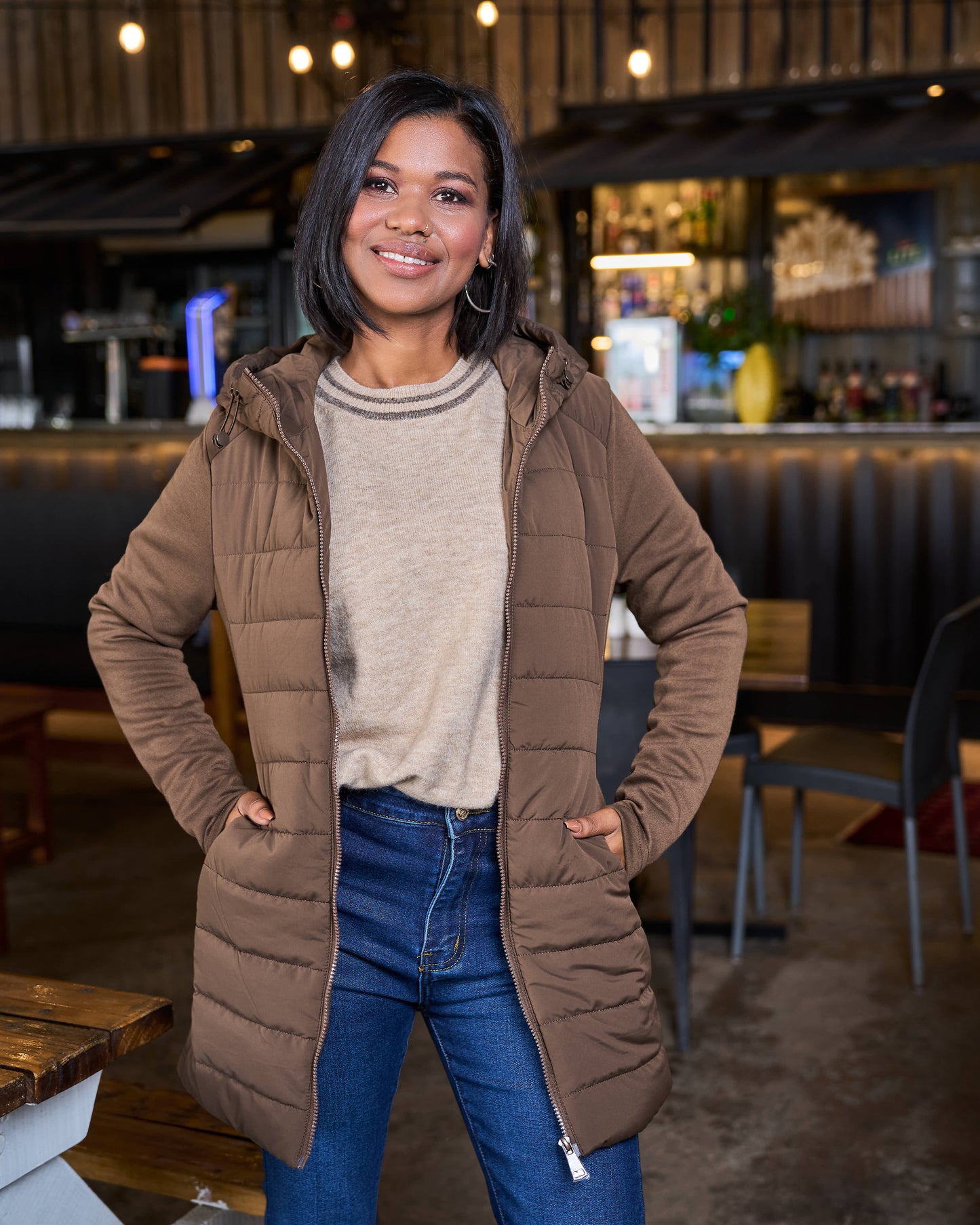 Curve Line Jacket | Chocolate