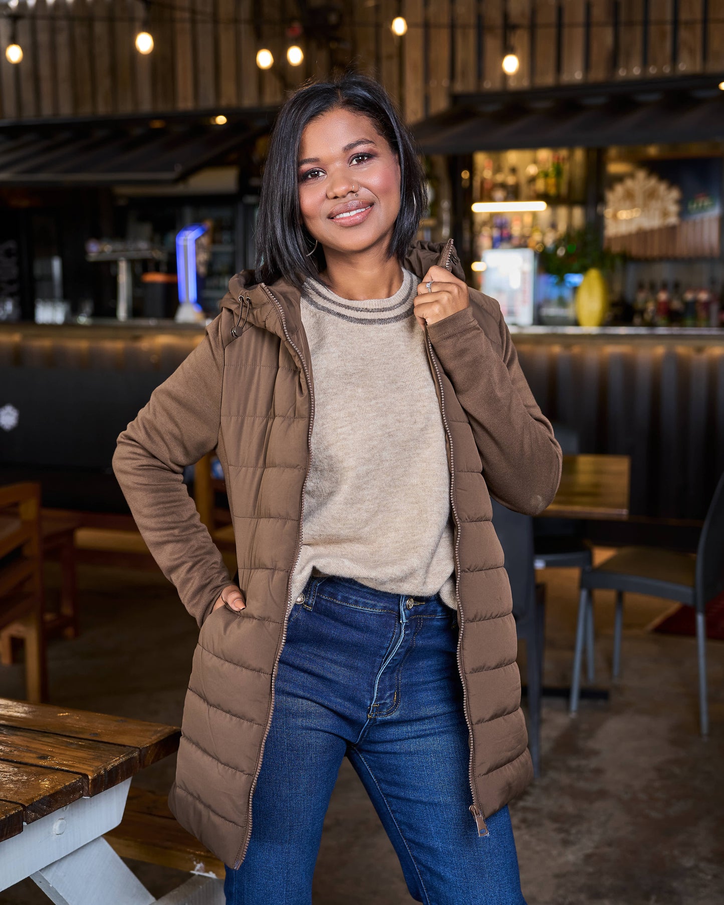 Curve Line Jacket | Chocolate