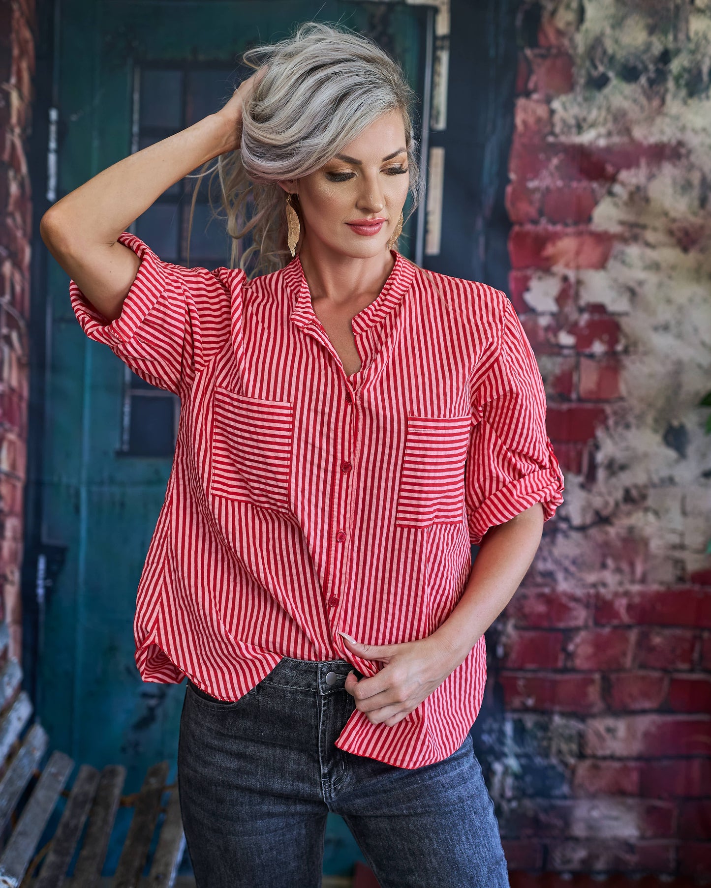 Dolce Stripe Shirt | Red