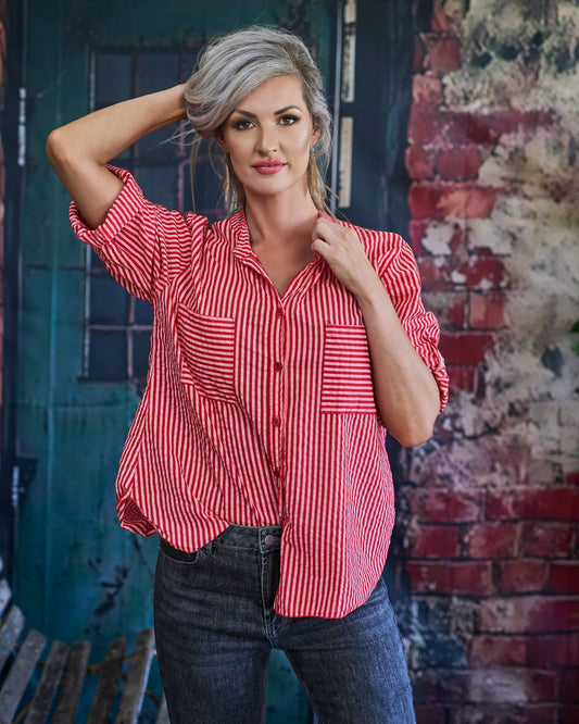 Dolce Stripe Shirt | Red