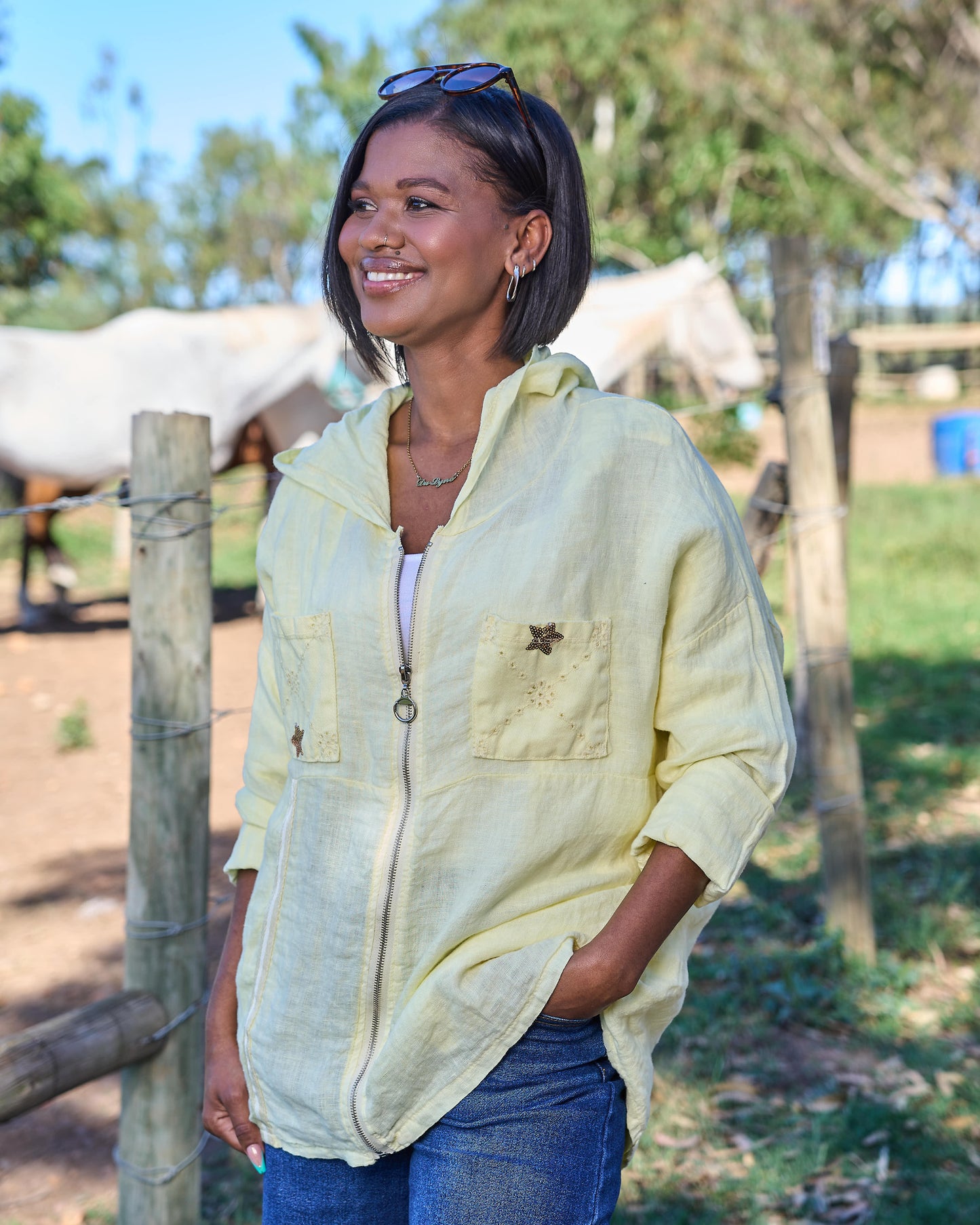 Drift Away Linen Jacket | Butter Yellow