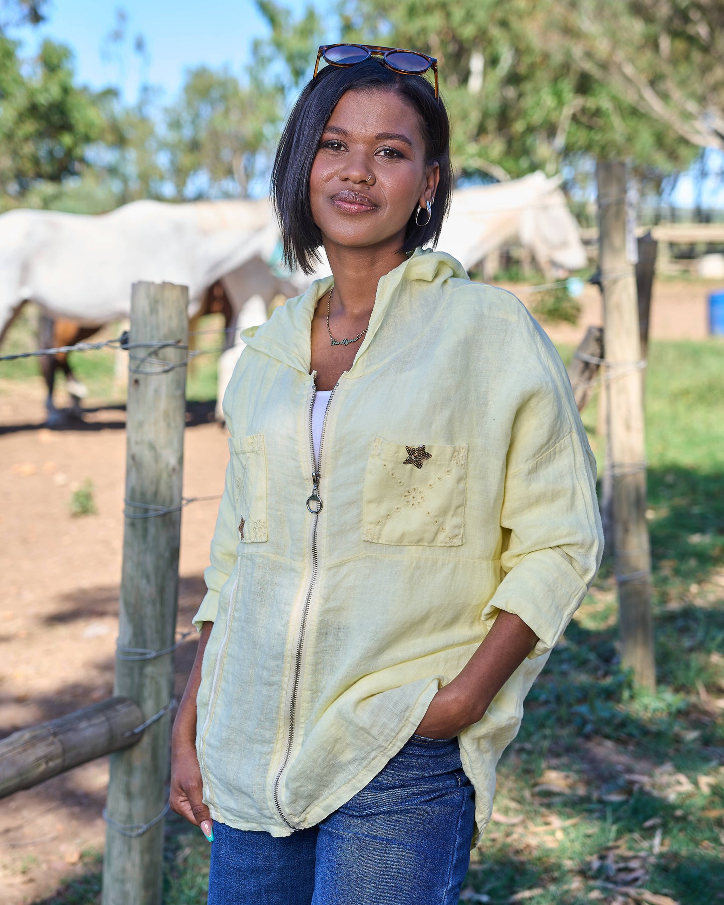 Drift Away Linen Jacket | Butter Yellow