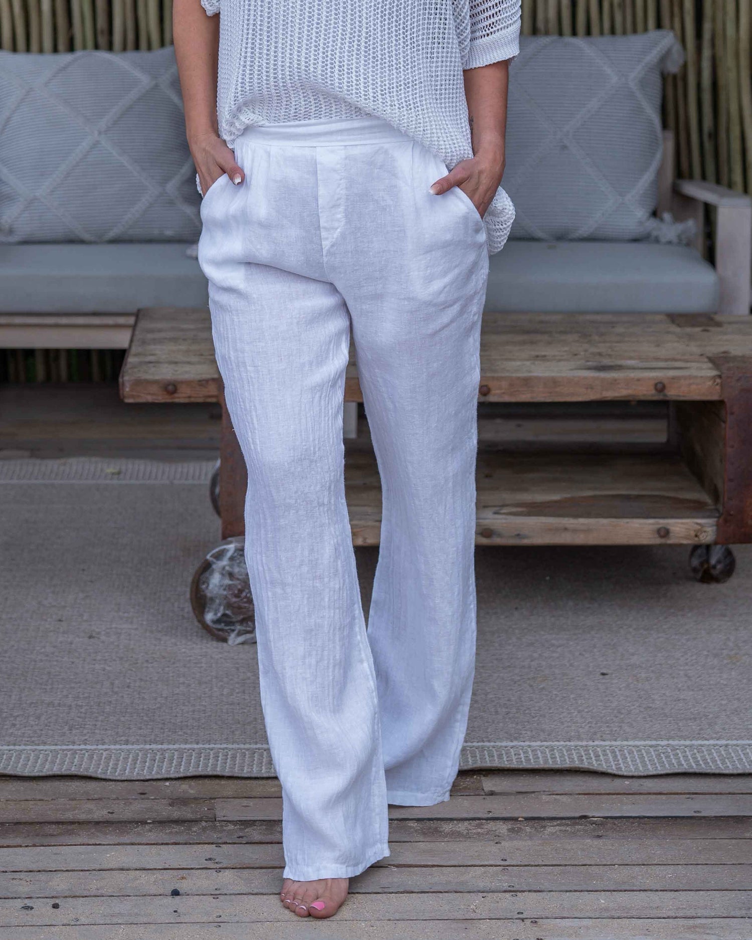 Effortless Linen Pants | White
