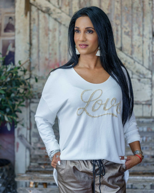 Embossed Love Top | Ivory