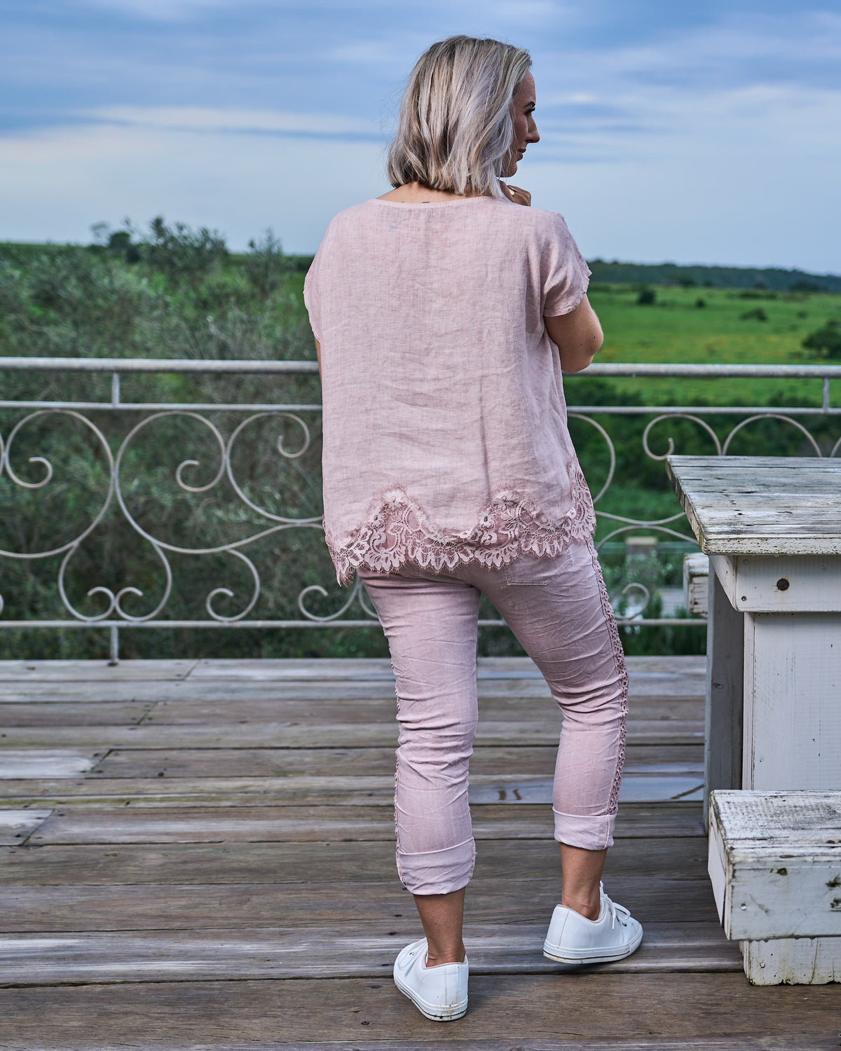 Eternal Lace Linen Top | Blush