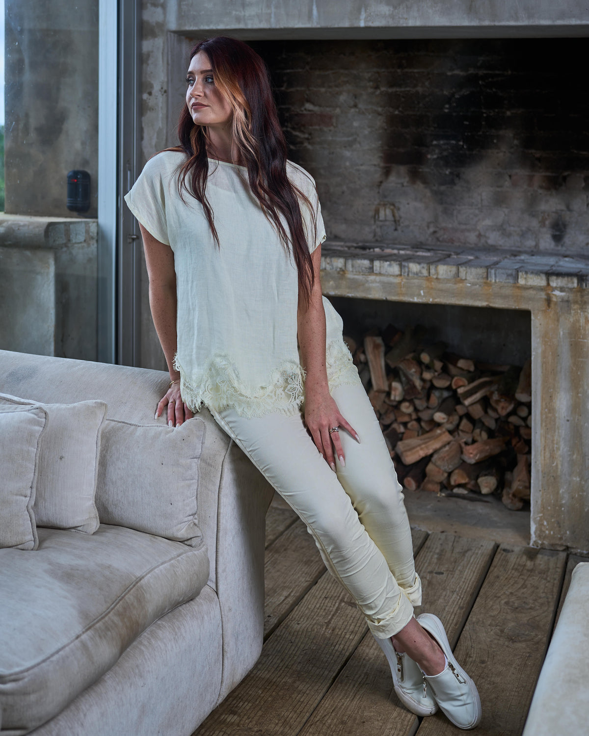 Eternal Lace Linen Top | Yellow