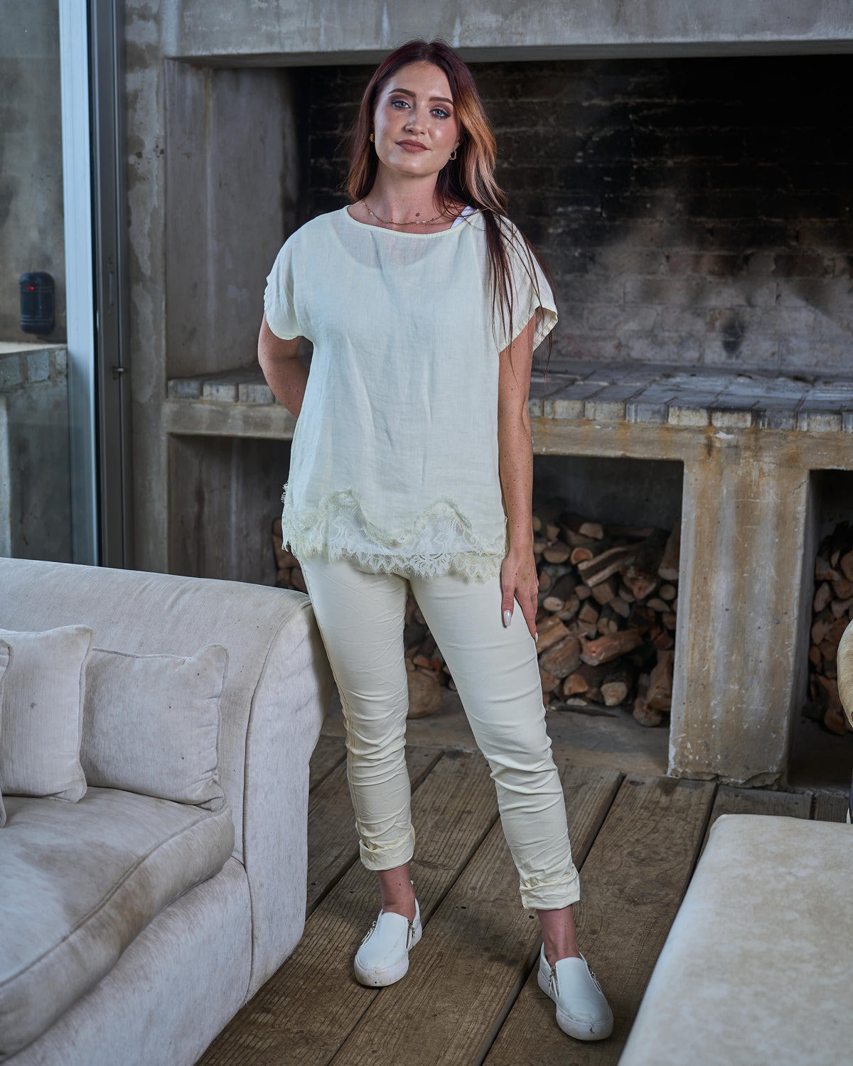 Eternal Lace Linen Top | Yellow