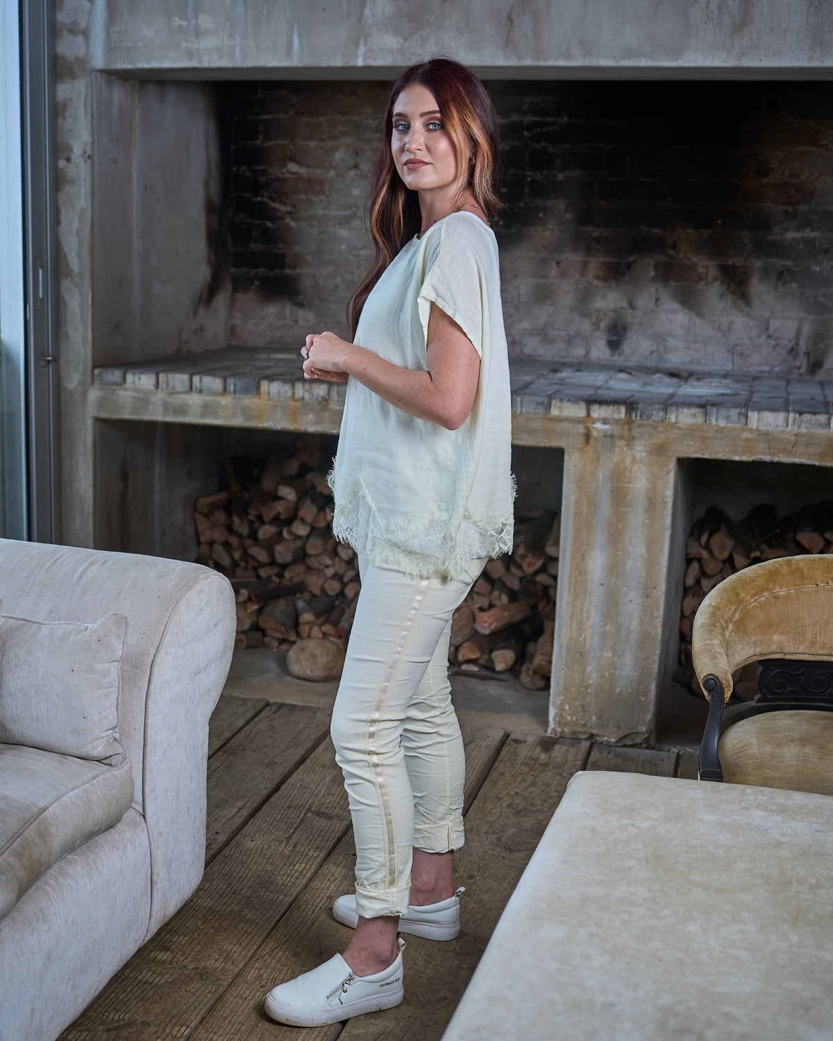 Eternal Lace Linen Top | Yellow