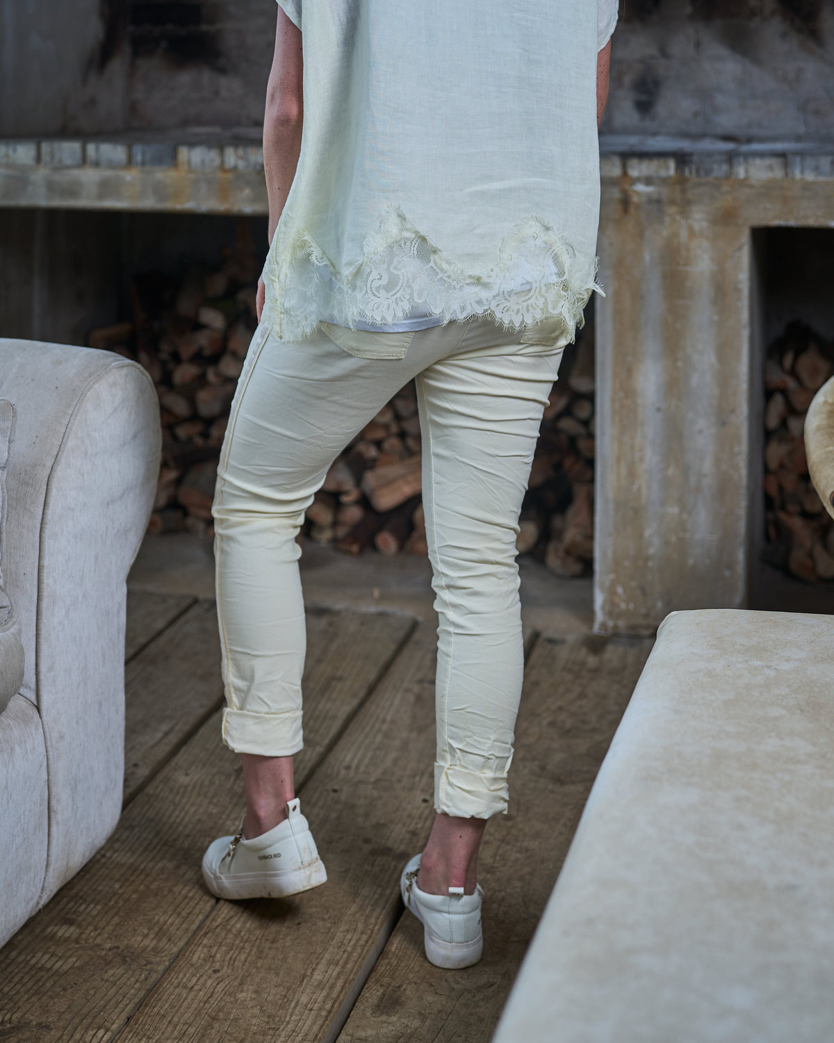Eternal Lace Linen Top | Yellow