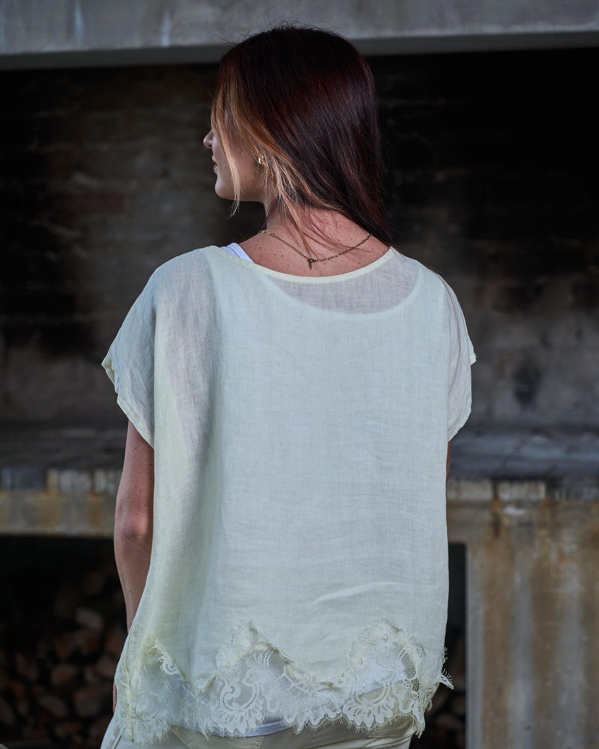 Eternal Lace Linen Top | Yellow