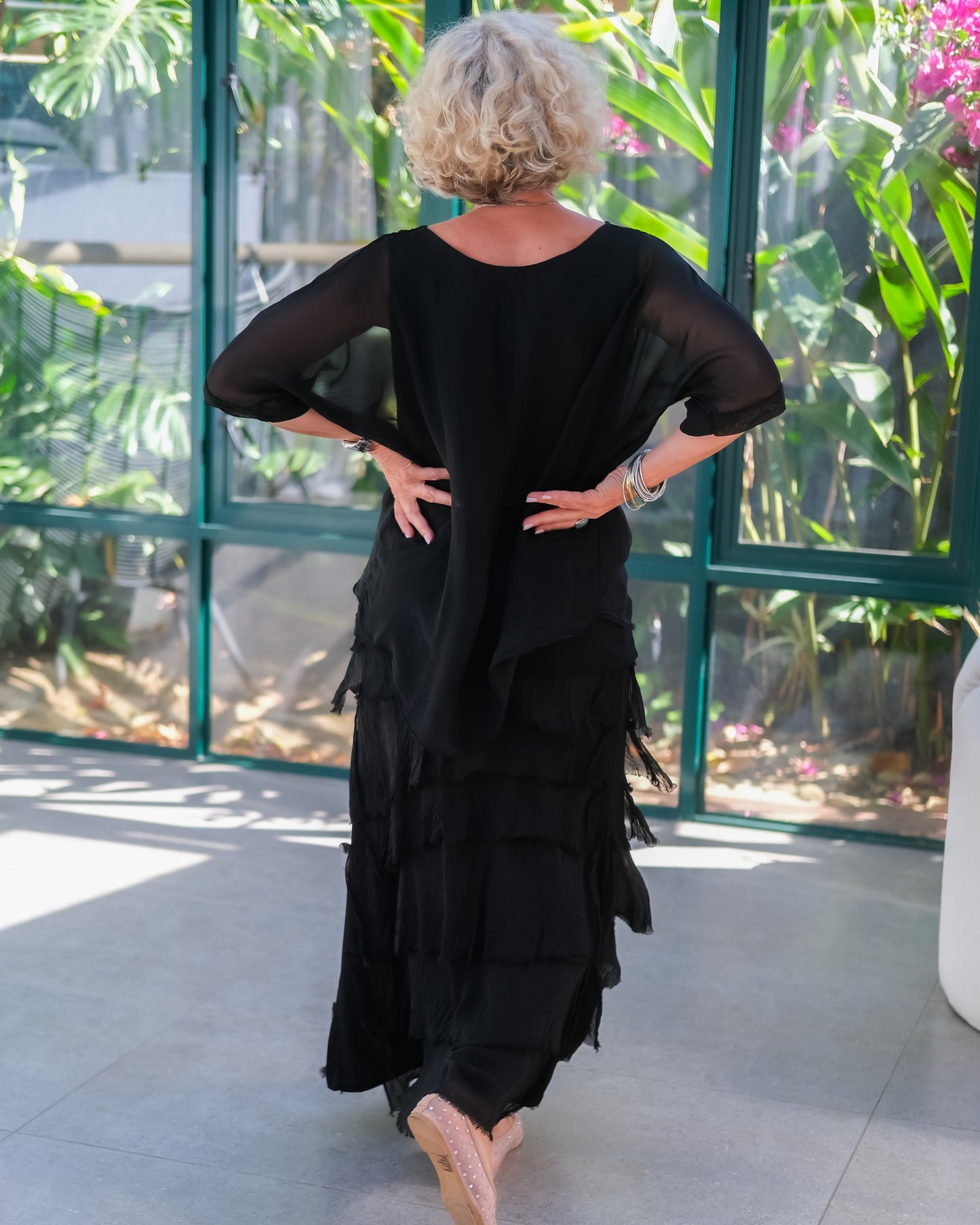 Fantasy Layer Silk Top | Black