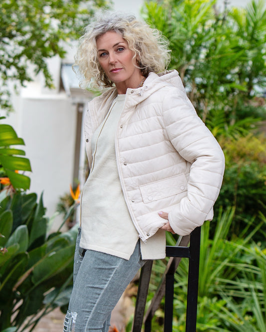 Featherline Puffer Jacket | Beige