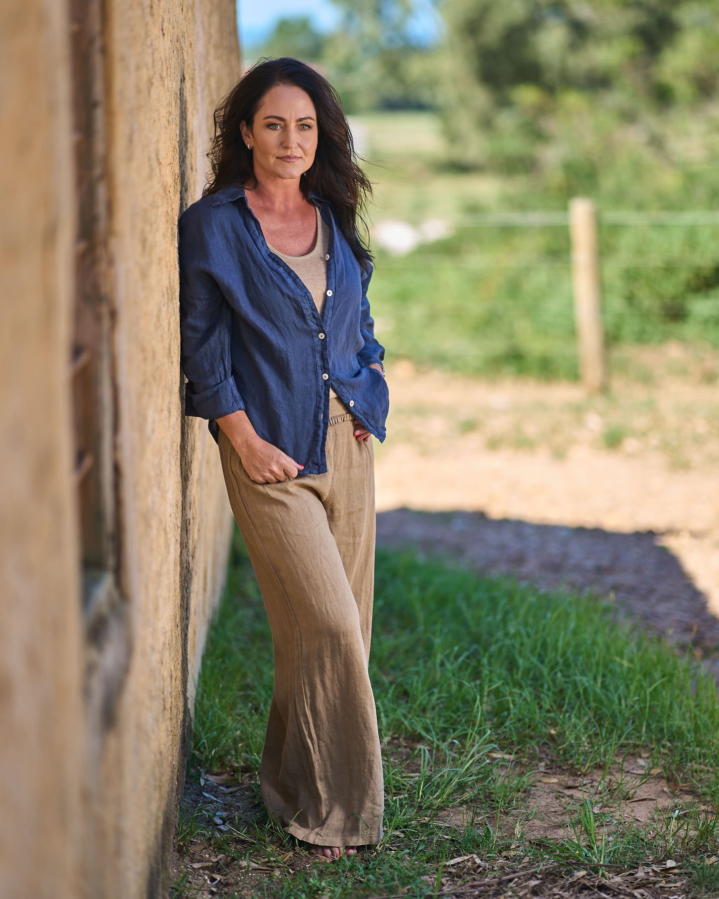 Fire In My Soul Linen Shirt | Navy