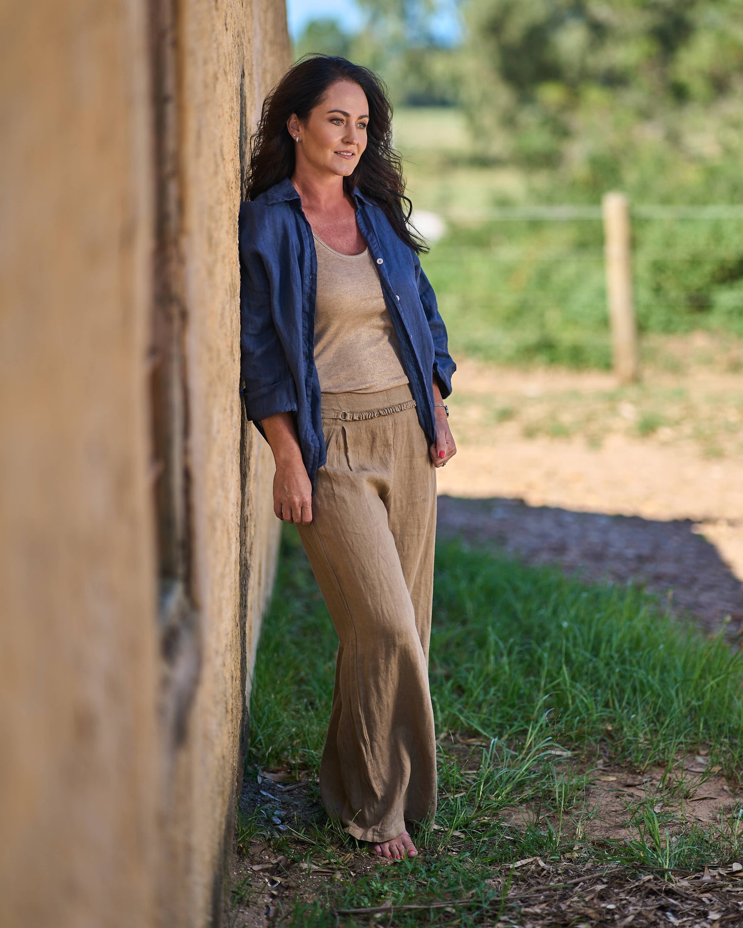 Fire In My Soul Linen Shirt | Navy