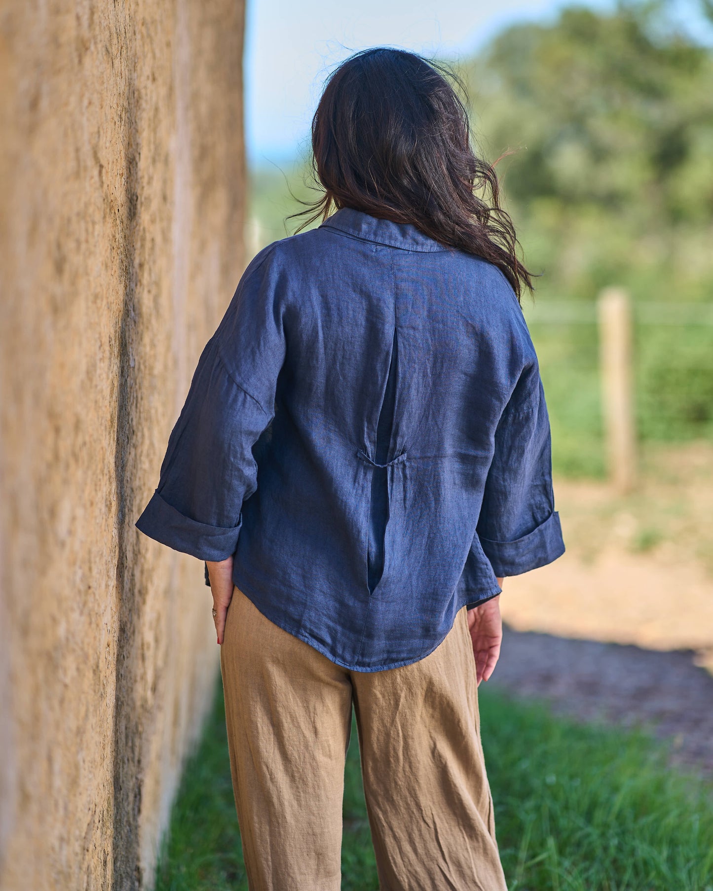 Fire In My Soul Linen Shirt | Navy