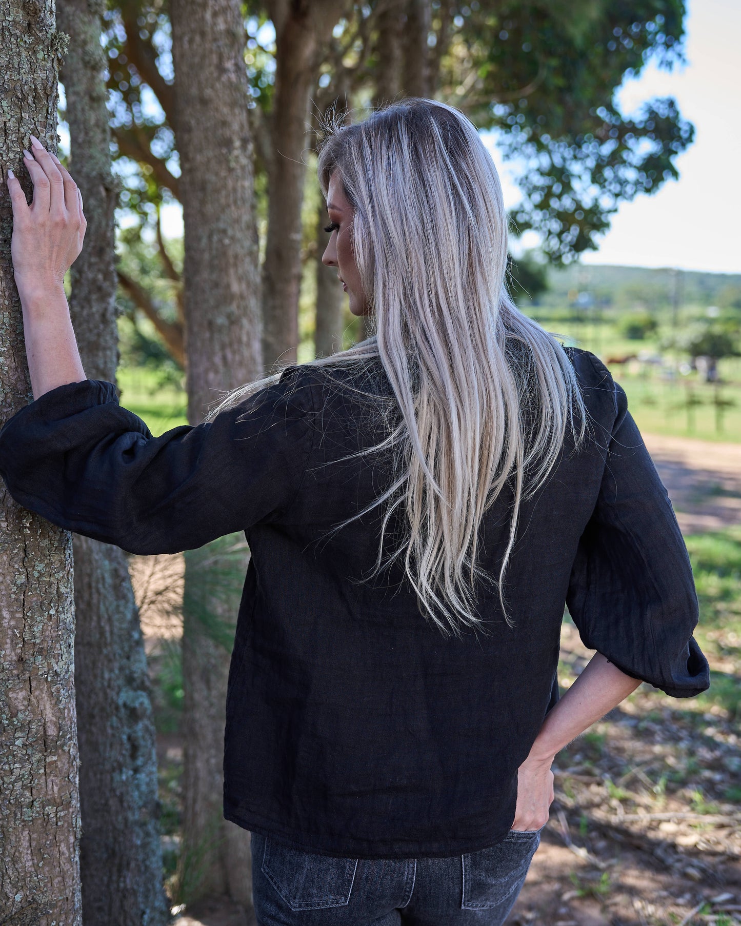 Florence Flow Linen Shirt | Black