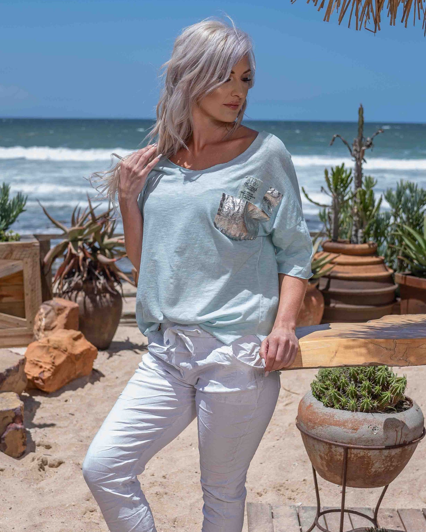 Foil Pocket Top | Aqua