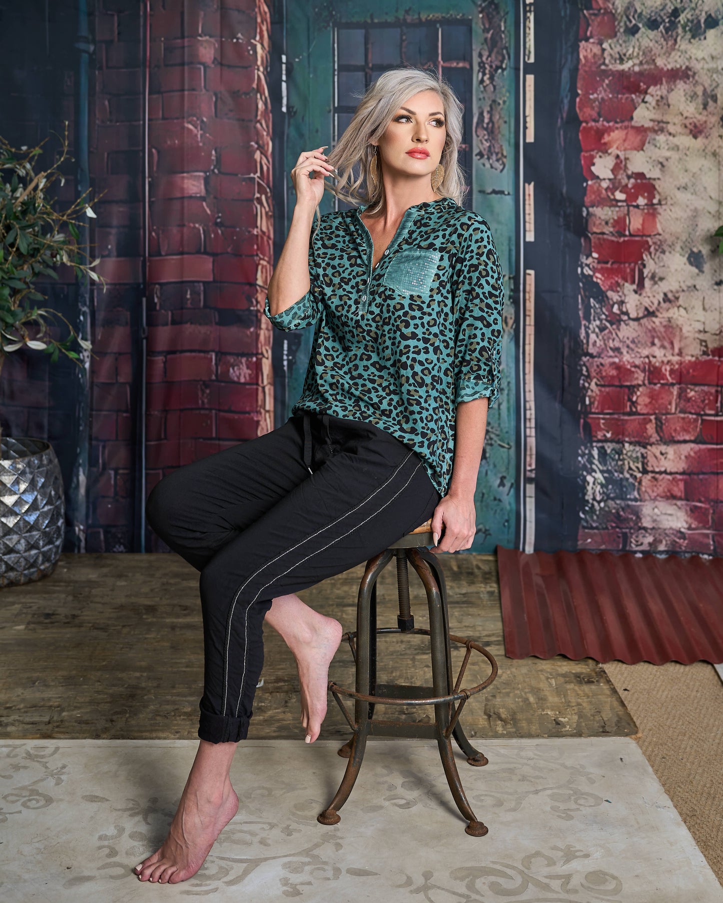 French Kiss Shirt Leopard | Teal