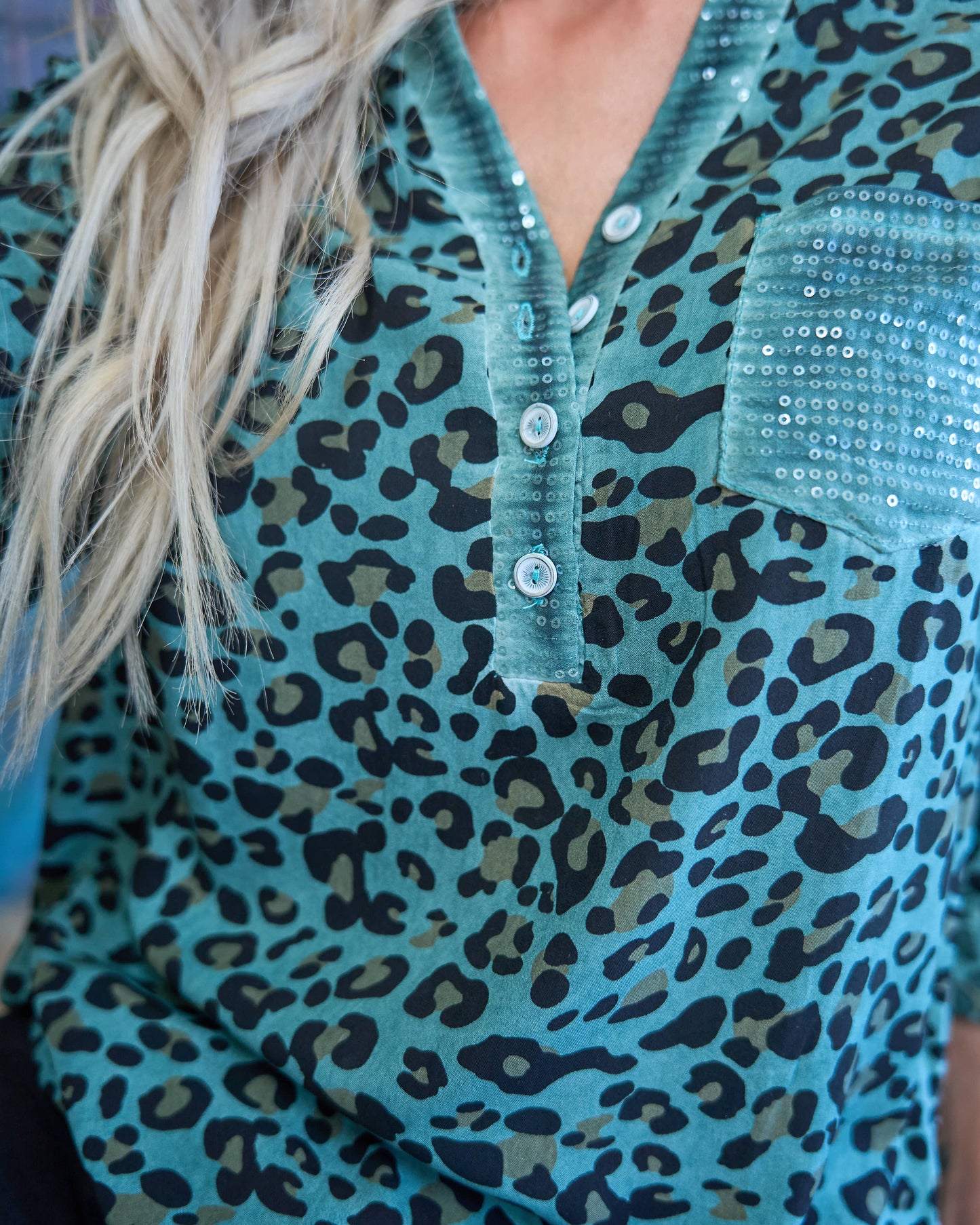 French Kiss Shirt Leopard | Teal