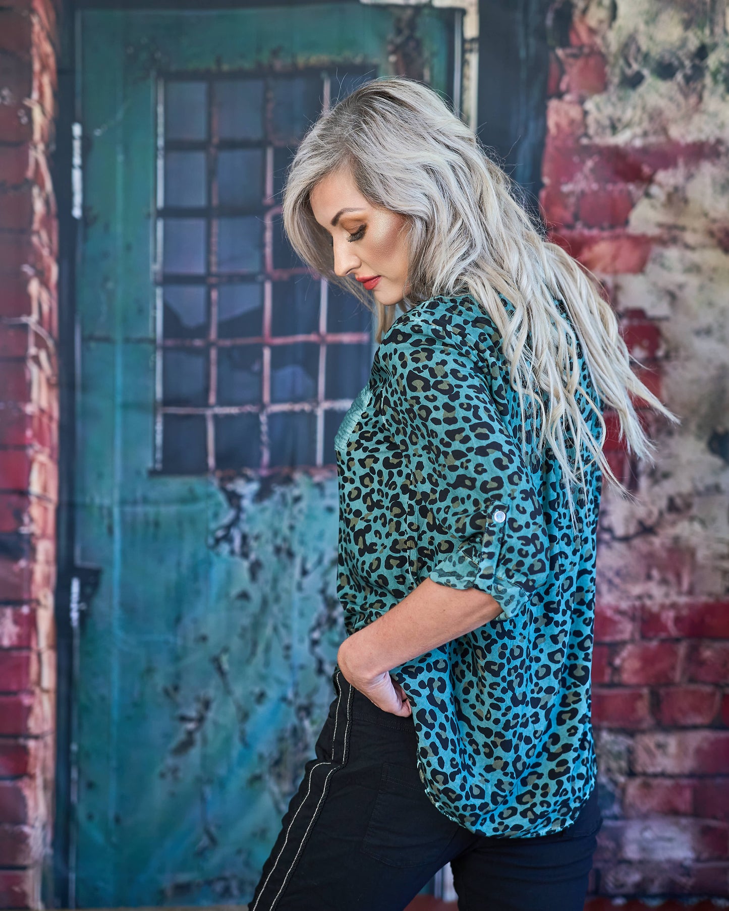French Kiss Shirt Leopard | Teal