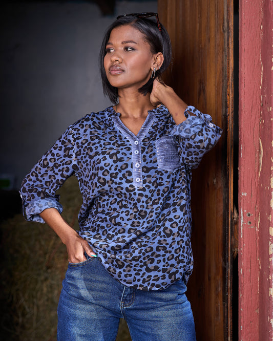 French Kiss Shirt Leopard | Blue