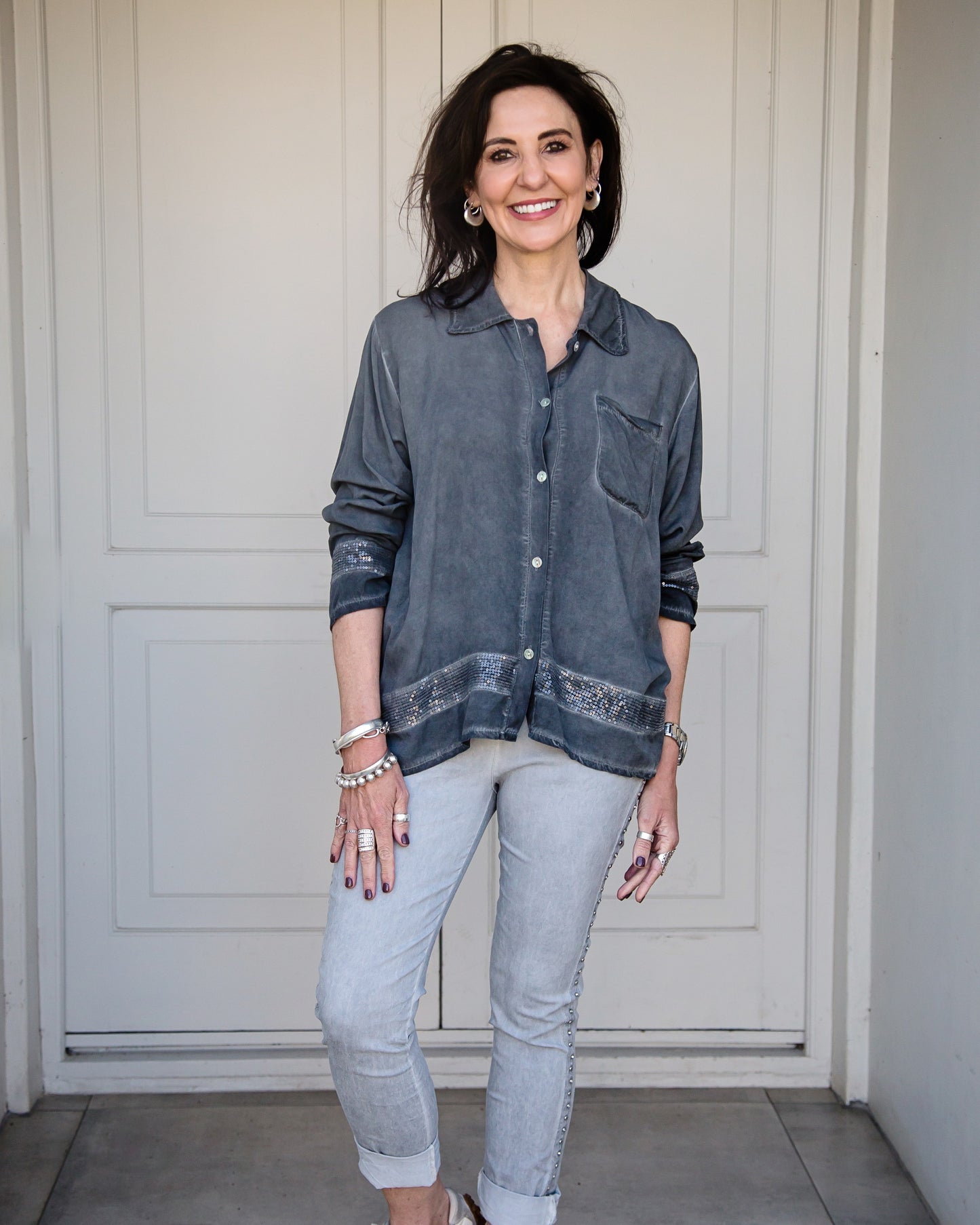 Halo Hem Shirt | Charcoal