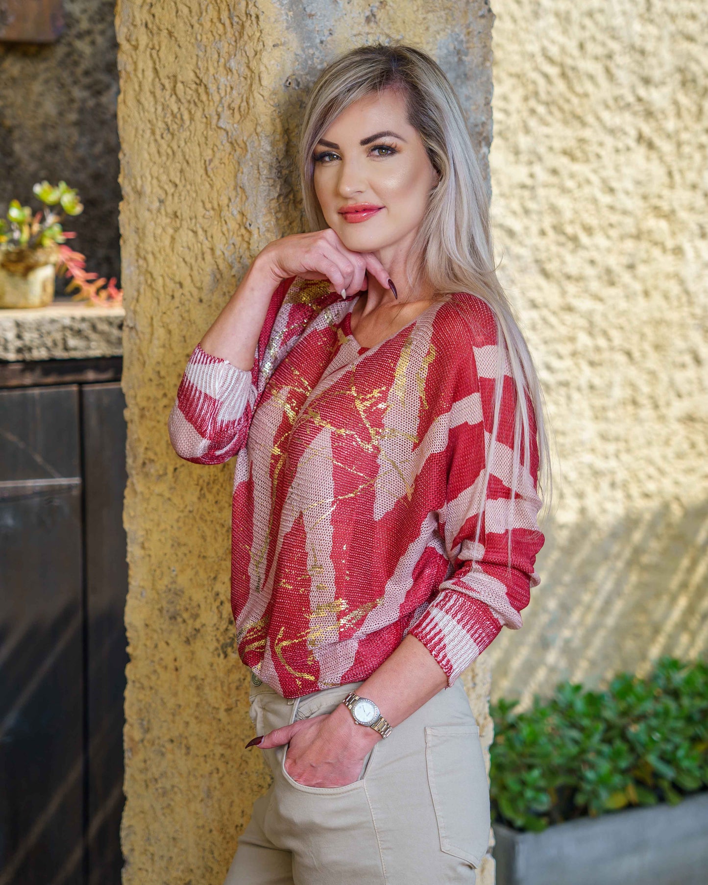 Harmony Knit | Crimson Gold