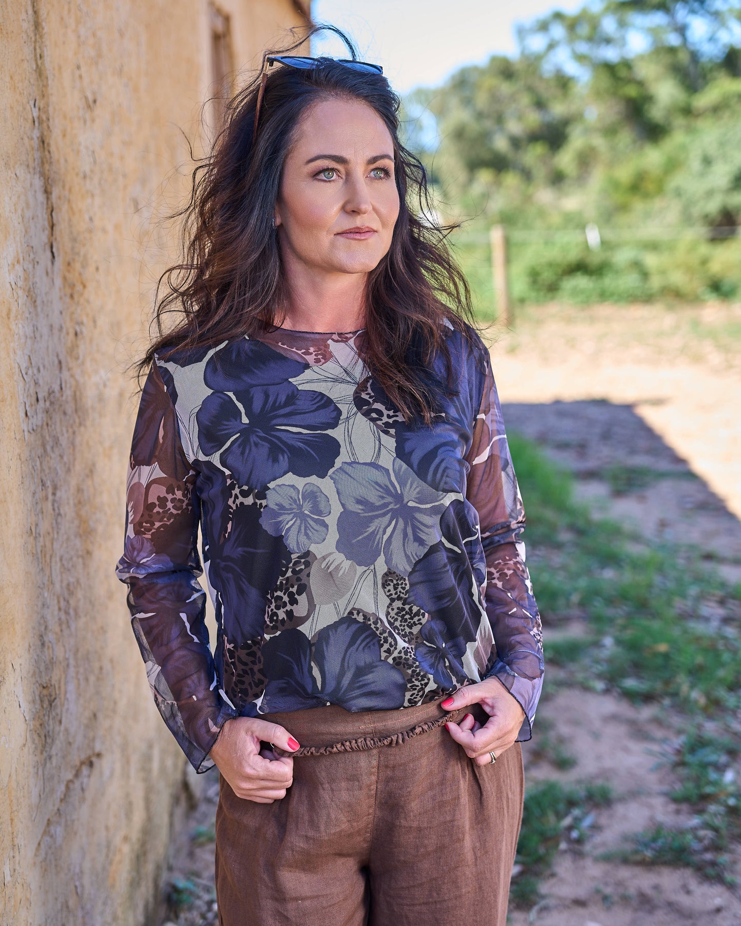 Heart Beating Mesh Top | Navy