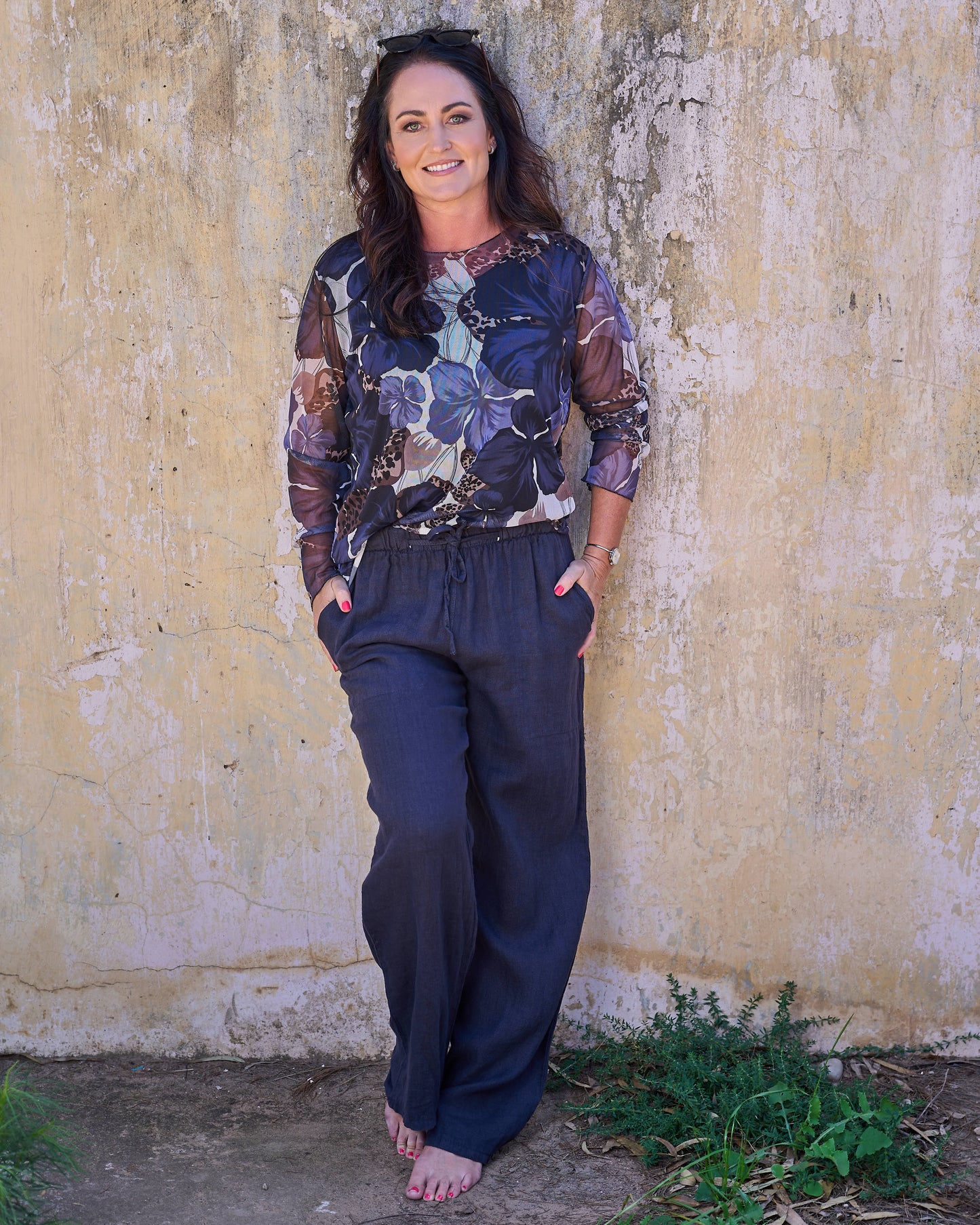 Royal Radiance Linen Pants | Navy