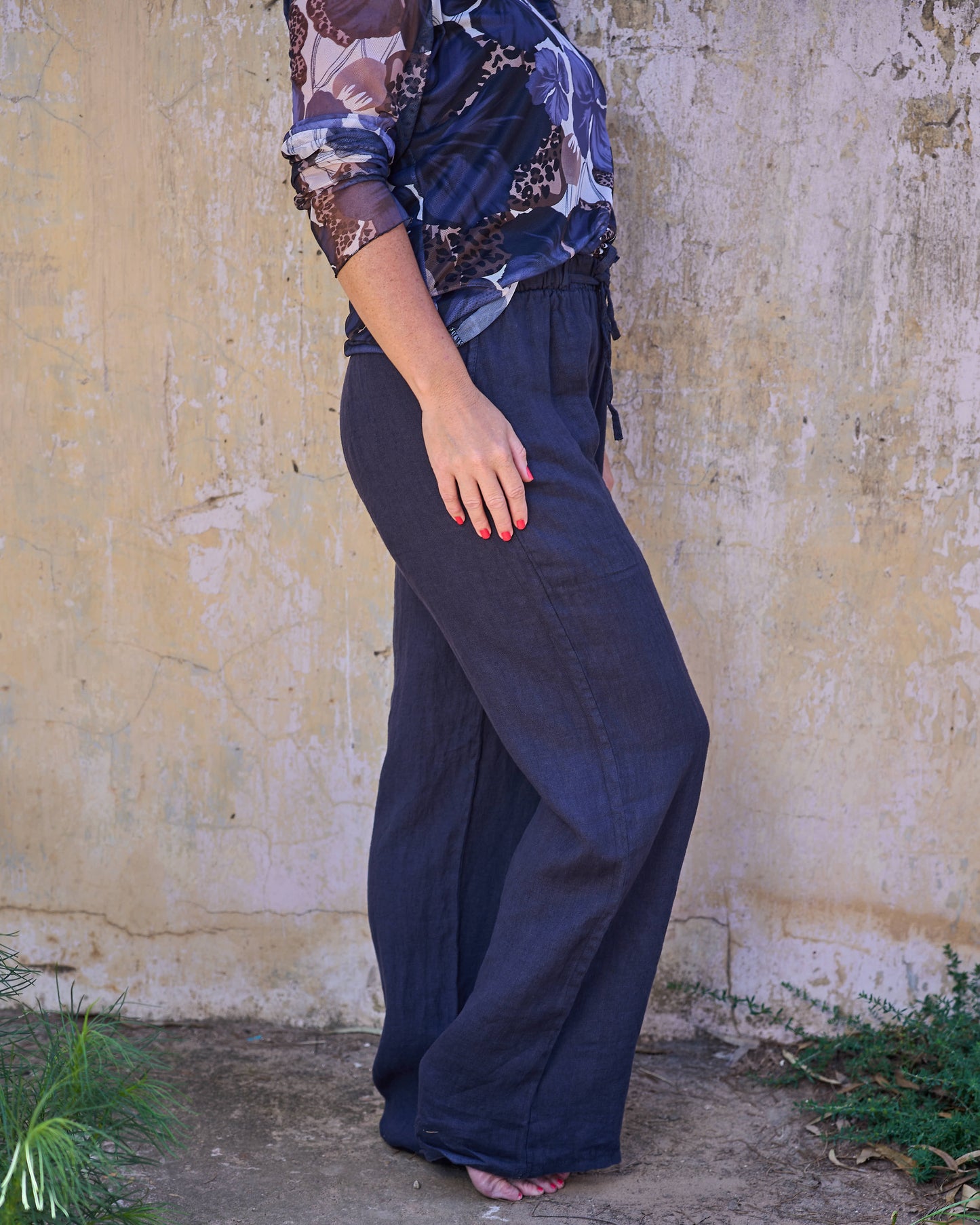 Royal Radiance Linen Pants | Navy
