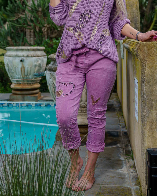Heartbeat Drawstring Pants | Dusty Lavender