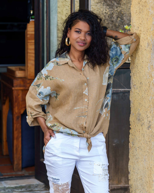 High-Low Elegance Top | Camel