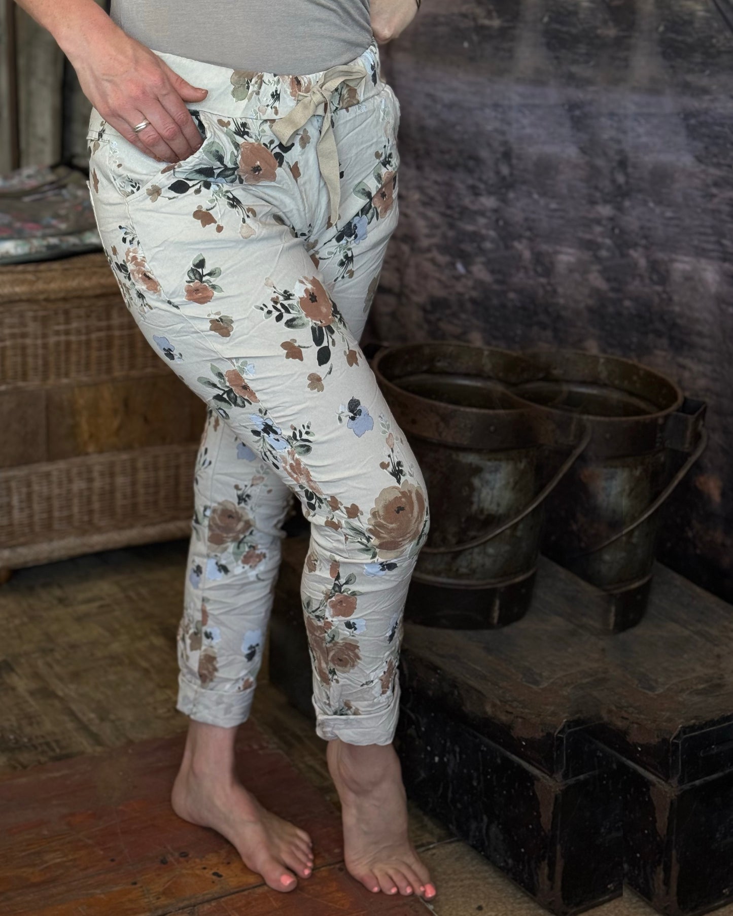 Hot Tropics Drawstring Pants | Beige