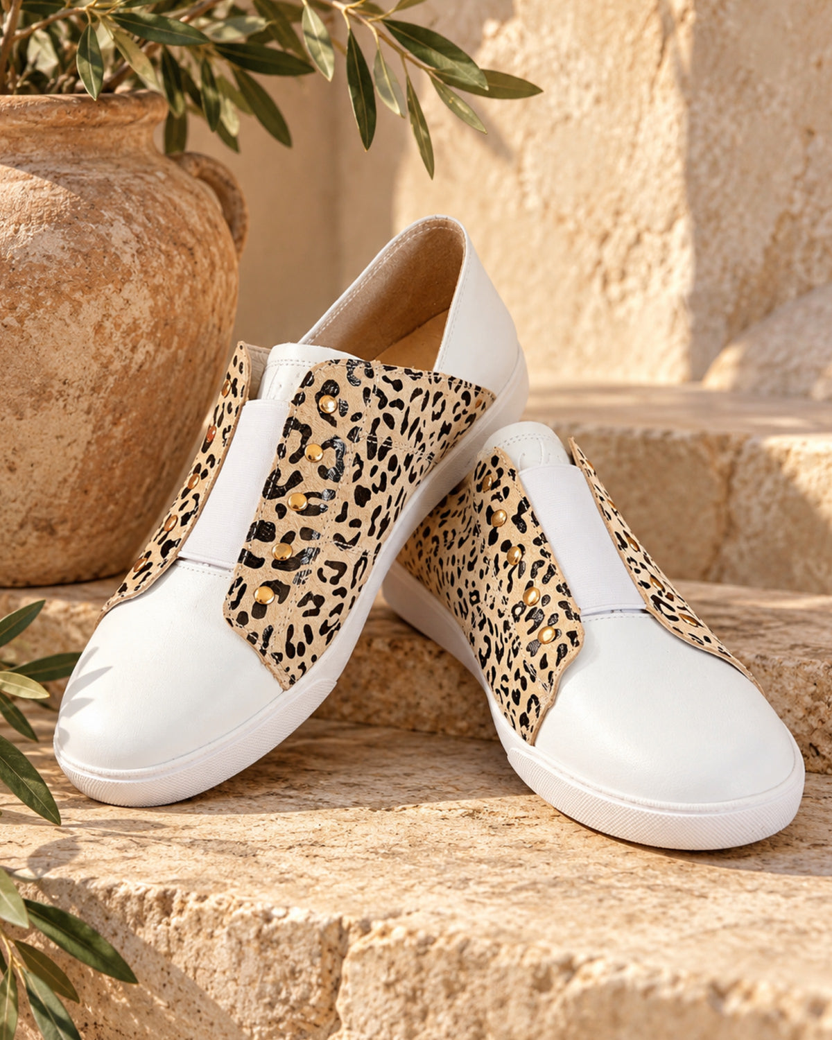 Vicki White + Elastic Slip On | White